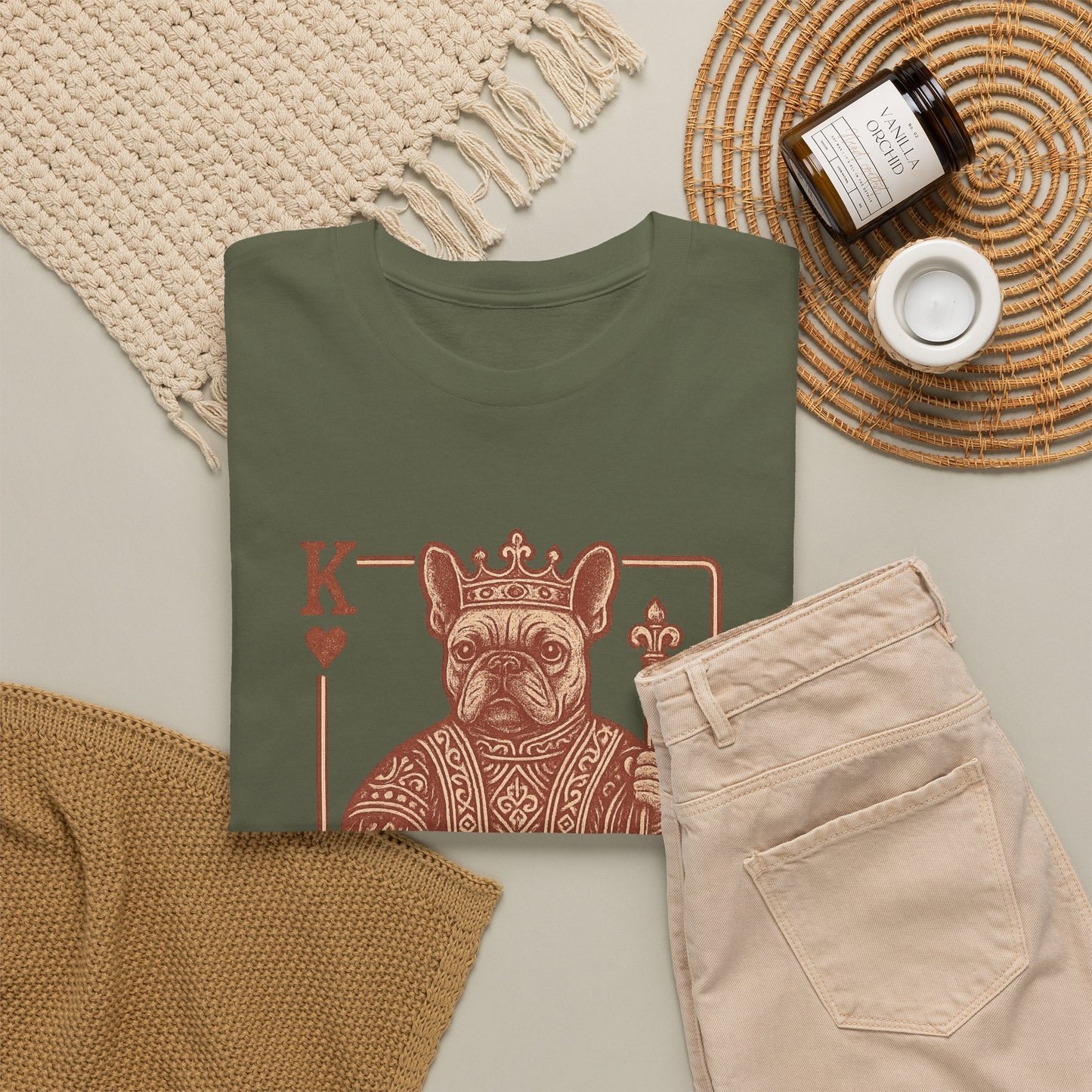 King French Bulldog Shirt, Frenchie Playing Card Tee, Royal Frenchie T-Shirt, Vintage French Bulldog Graphic Shirt, Dog Lover Gift, King of Hearts Frenchie Tee