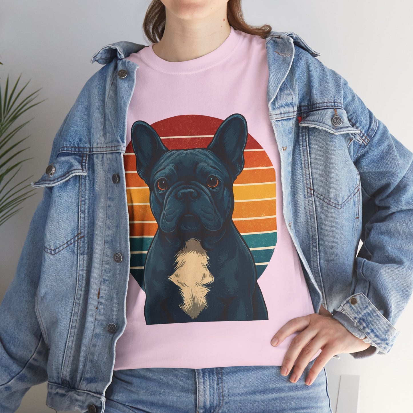 Retro Blue French Bulldog T-Shirt | Vintage Frenchie Dog Tee | 70s Sunset Graphic Shirt | Frenchie Lover Gift | Cute Pet Owner Apparel