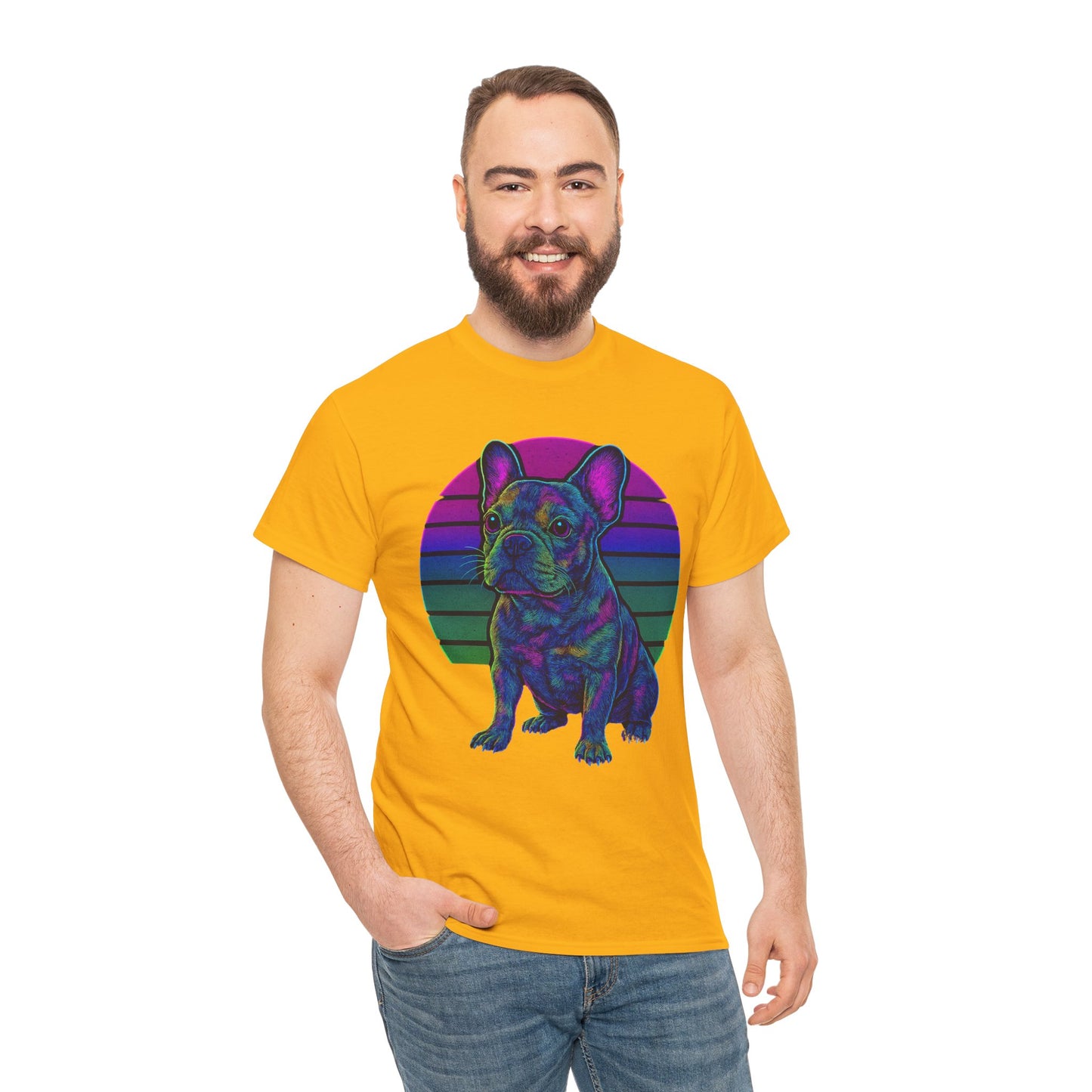 Neon French Bulldog T-Shirt | Retro 80s Frenchie Tee | Colorful Dog Lover Shirt | Electric Frenchie Gift for Men & Women