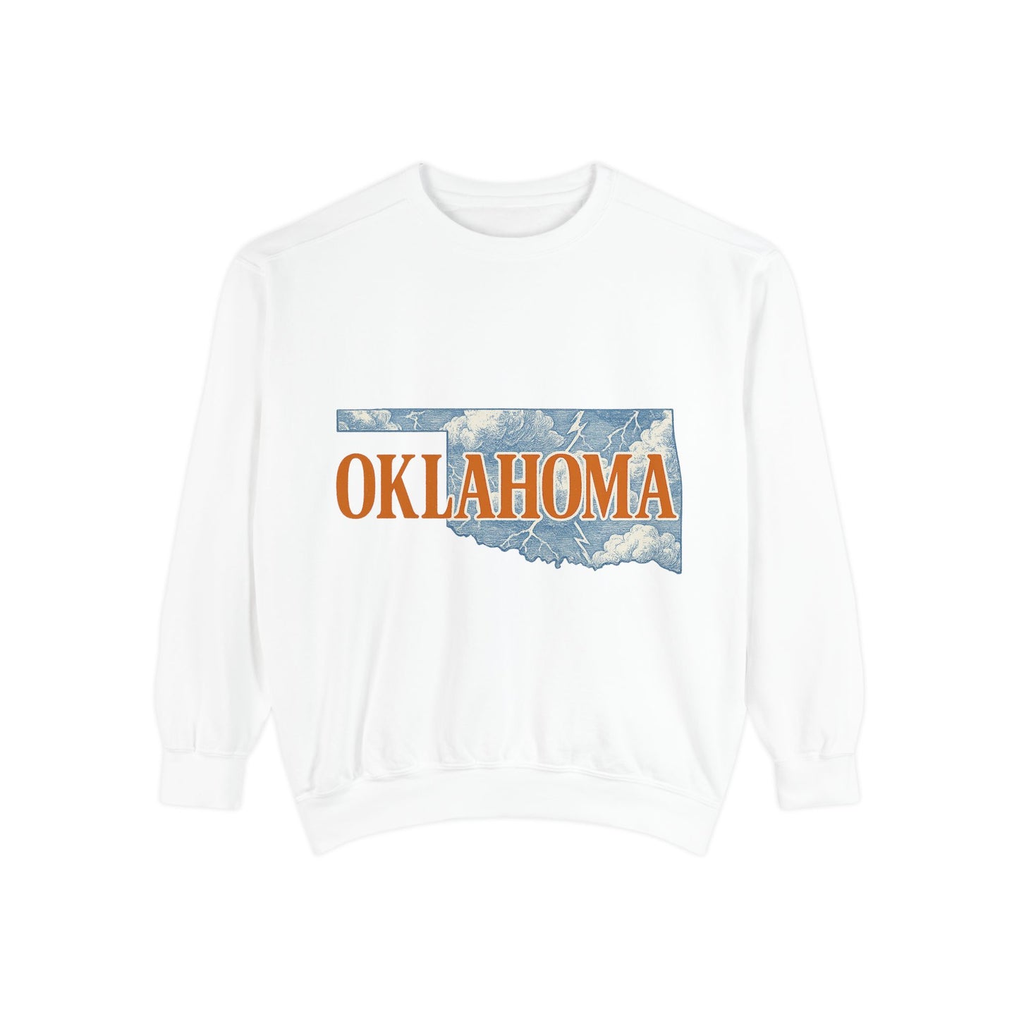 Oklahoma Toile Sweatshirt | OKC Basketball Inspired Pullover | Blue and Orange Artistic Crewneck | Retro State Pride Game Day Sweater