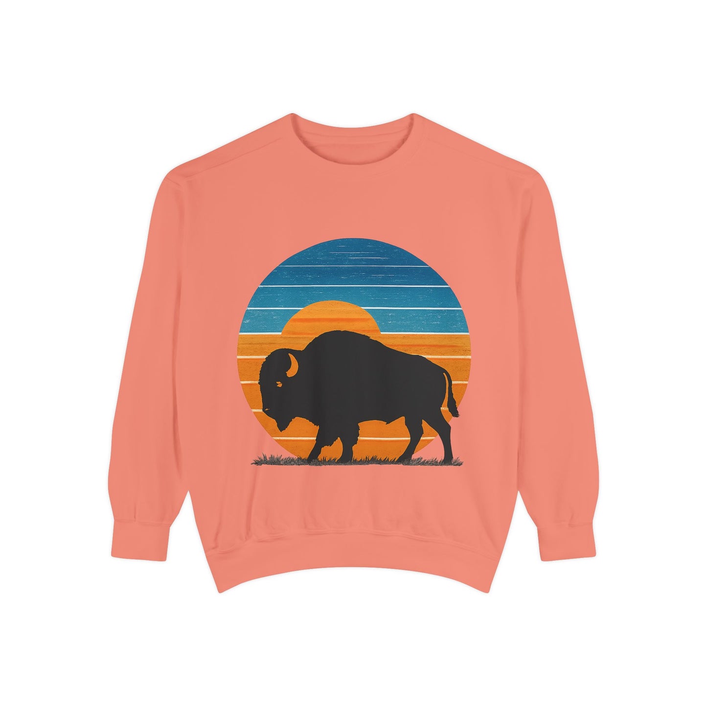 Oklahoma City Basketball Sweatshirt | Sunset Bison Pullover | Retro OKC Game Day Crewneck | Blue & Orange Thunder Inspired Sweater