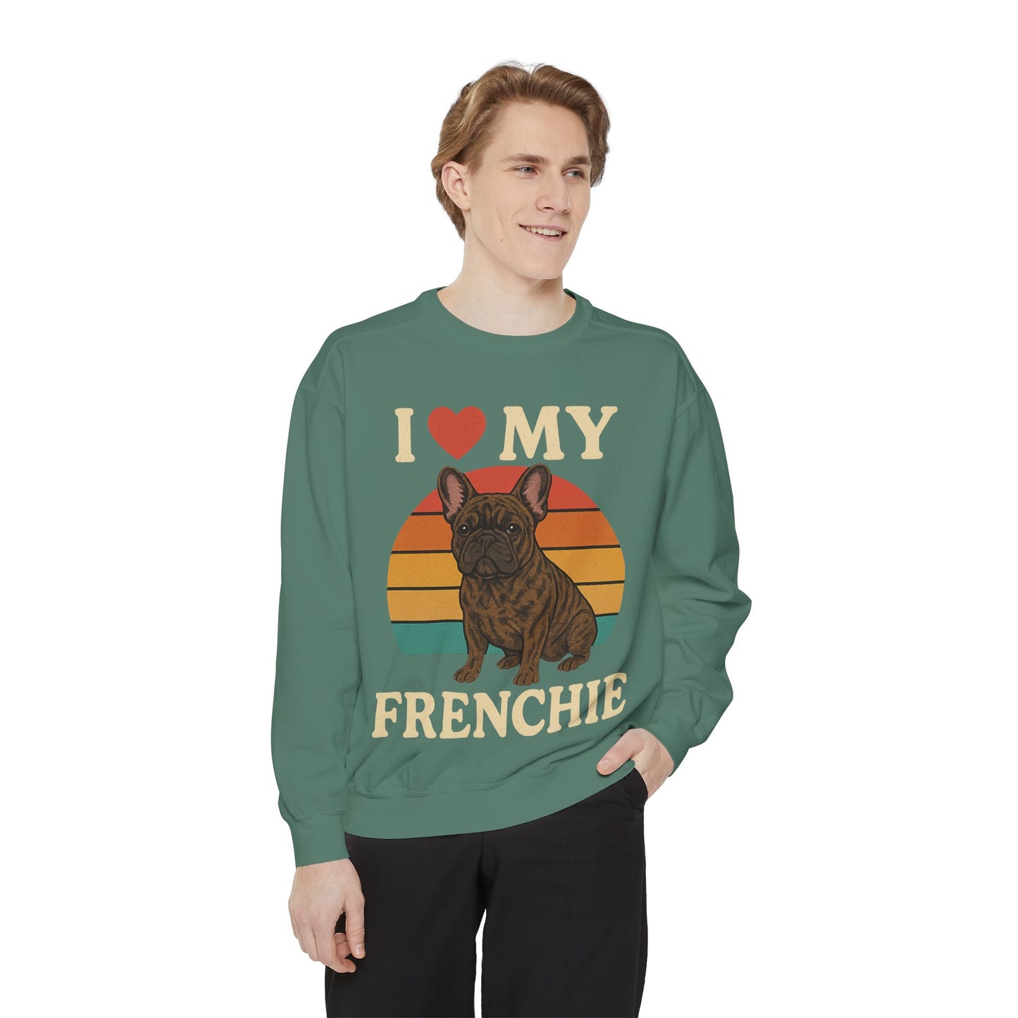Retro Brindle French Bulldog Pullover | Vintage Frenchie Sweatshirt | Cute Dog Lover Gift | Unisex Cozy French Bulldog Sweater