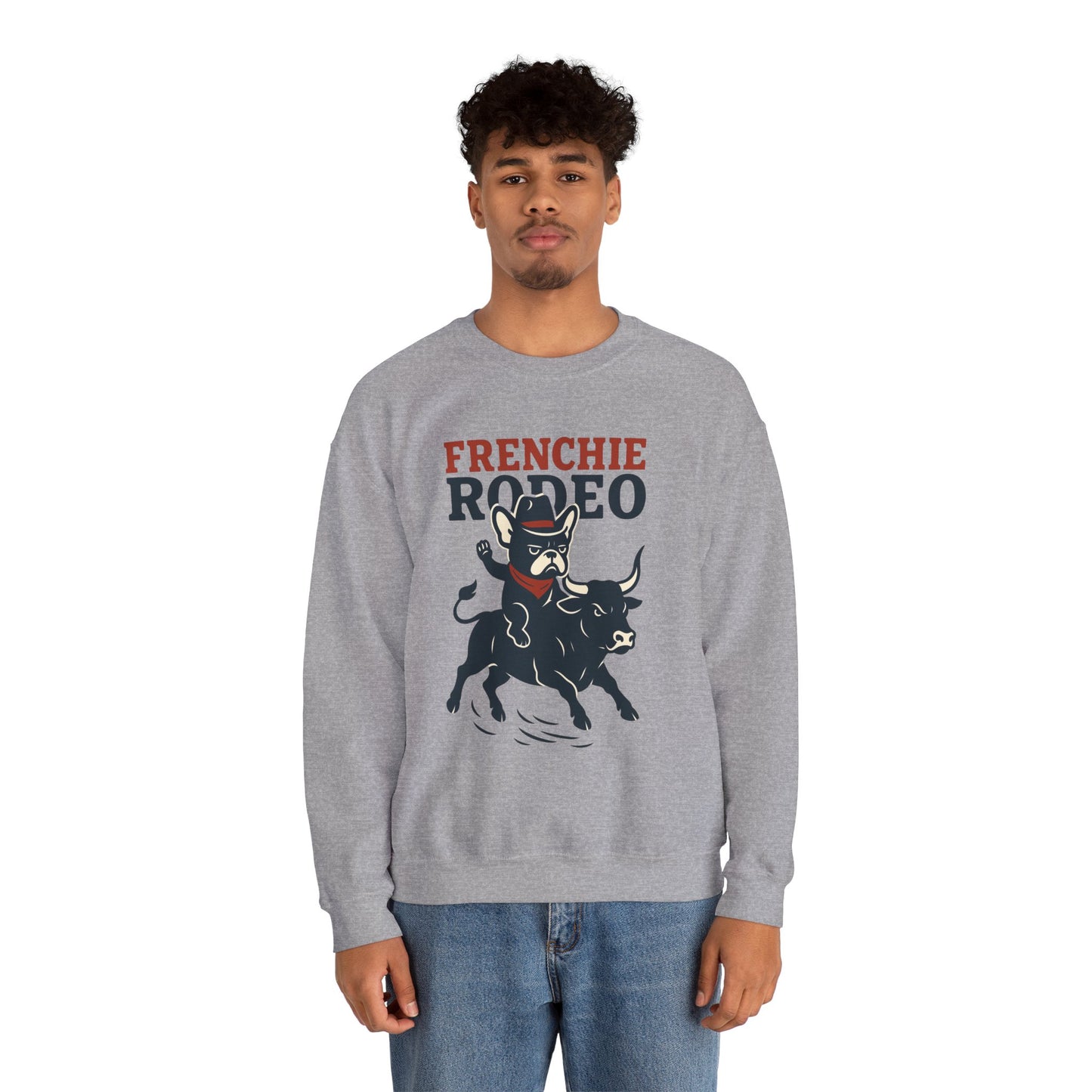 Frenchie Rodeo Sweatshirt – Cowboy French Bulldog Crewneck, Western Dog Lover Gift, Funny Rodeo Pullover for Pet Moms & Dads