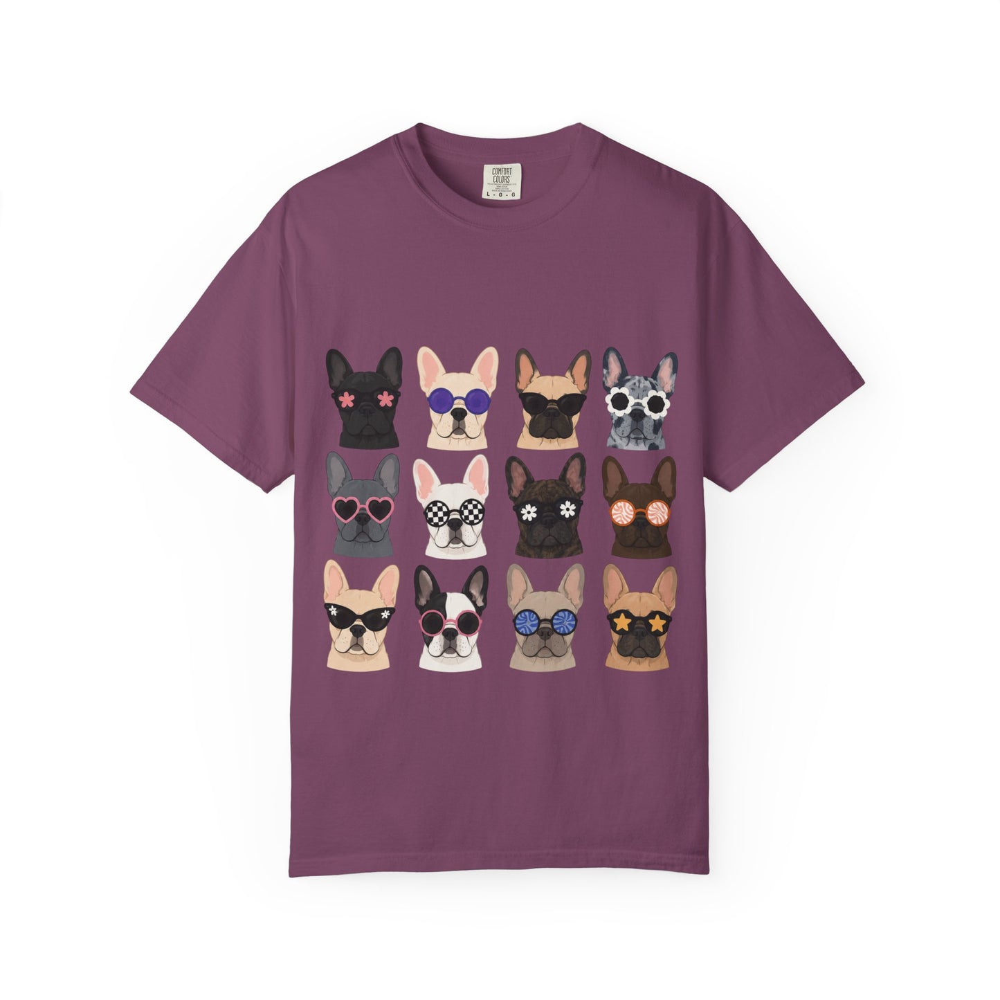 French Bulldog Sunglasses Shirt, Frenchie Faces Tee, Cute French Bulldog Shirt, Colorful Frenchie Dog Lover Gift, Dog Mom Graphic Tee