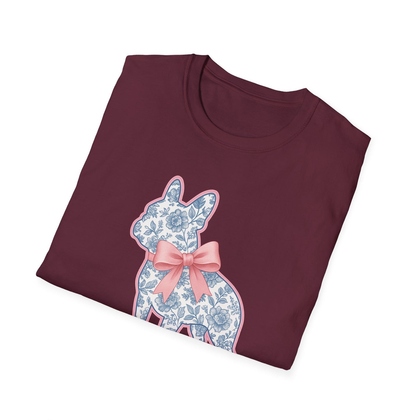 Frenchie Mama Shirt – Floral French Bulldog Silhouette Tee with Pink Bow, Dog Mom Gift, Cute Frenchie Lover T-Shirt, Pastel Dog Mom Apparel