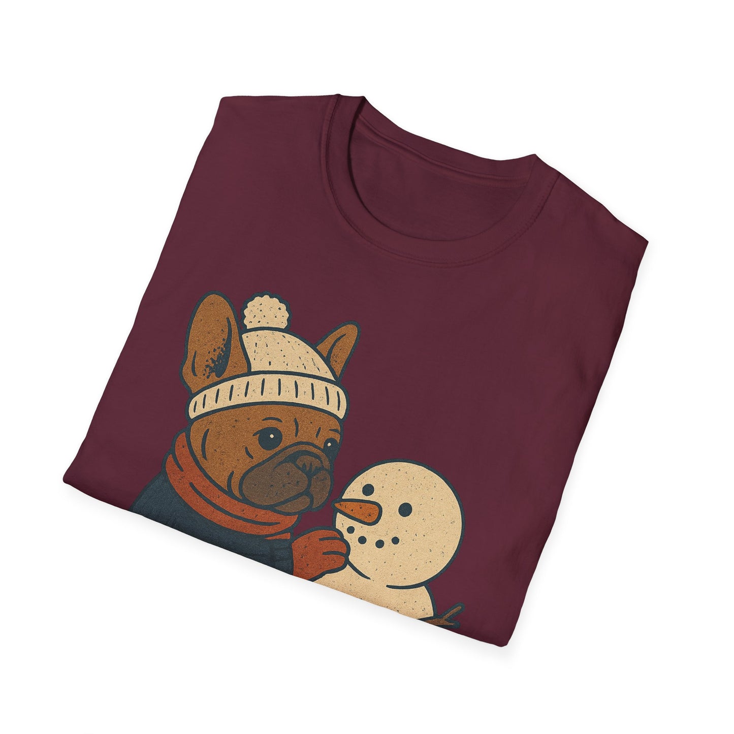 French Bulldog Snowman T-Shirt • Cute Winter Frenchie Tee • Holiday Dog Lover Shirt • Christmas Pup Graphic • Cozy Winter Pet Lover Gift