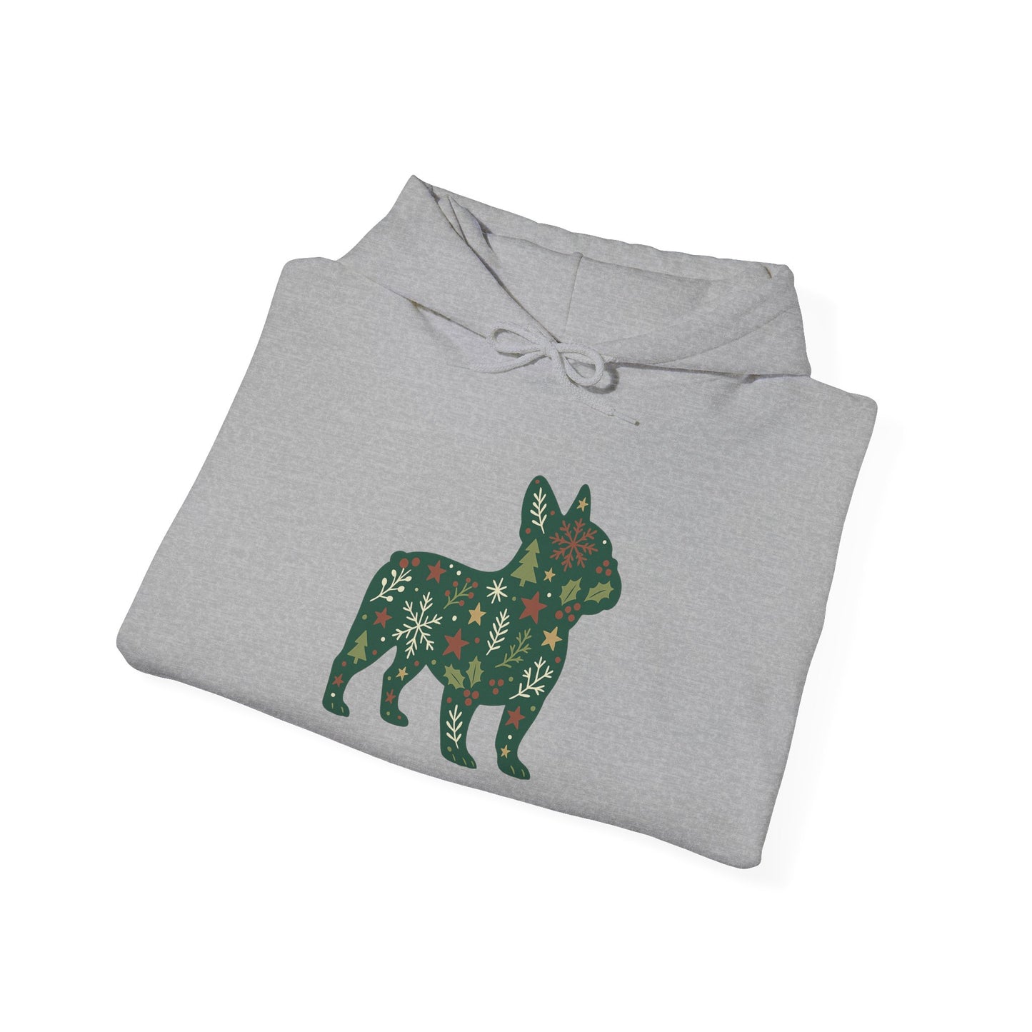 Christmas Frenchie Hoodie | Holiday French Bulldog Sweatshirt | Cute Dog Mom Gift | Frenchie Lover Xmas Hoodie | Winter Dog Silhouette Pullover