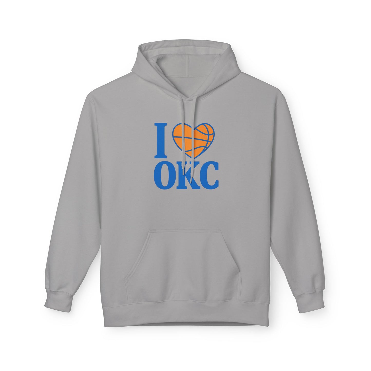 I Love OKC Basketball Hoodie | Oklahoma City Fan Pullover | Blue & Orange Game Day Sweatshirt