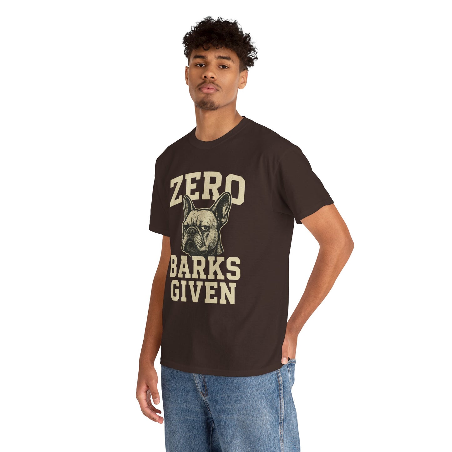 Zero Barks Given Frenchie T-Shirt – Funny French Bulldog Tee, Grumpy Dog Humor Shirt, Frenchie Lover Gift, Dog Mom Graphic Tee, Vintage Style Dog Shirt