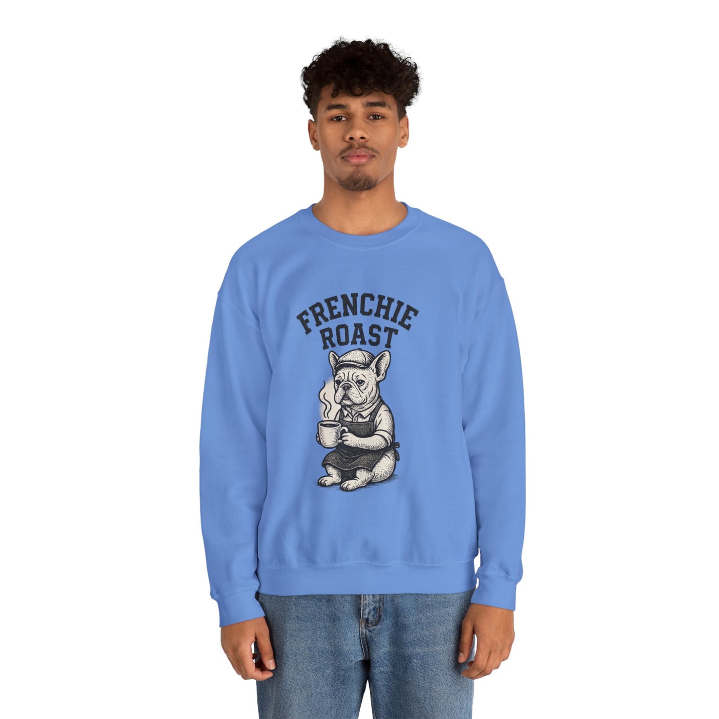 Frenchie Roast Sweatshirt • French Bulldog Coffee Lover Sweater • Cute Barista Dog Pullover • Frenchie Mom Gift • Cozy Dog Lover Crewneck