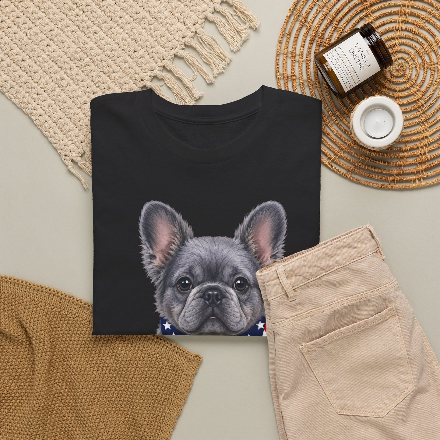 Patriotic Fluffy French Bulldog Shirt, Fluffy Frenchie American Flag Tee, Fourth of July Dog Lover Shirt, USA Fluffy Frenchie Gift