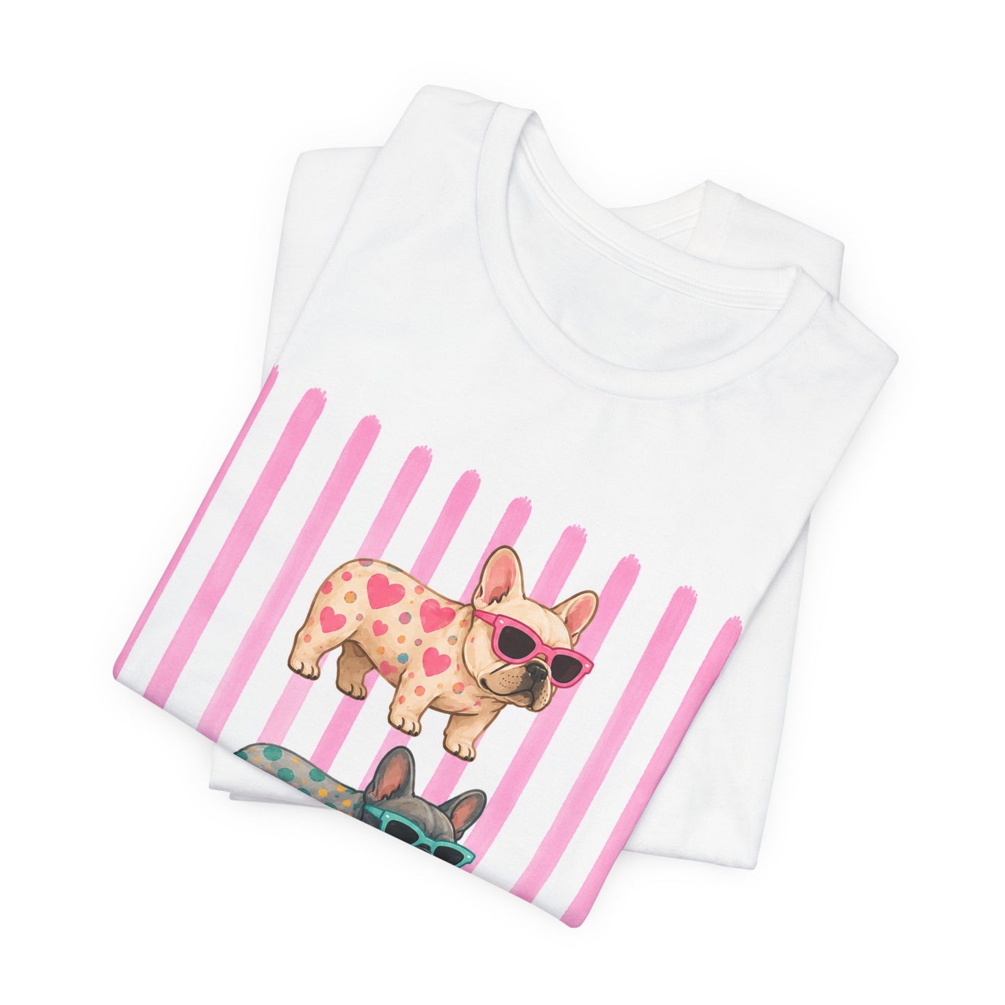 Cute French Bulldog Shirt, Pink Frenchie Sunglasses Tee, Colorful Frenchie Graphic Shirt, Dog Mom Gift, French Bulldog Lover T-Shirt