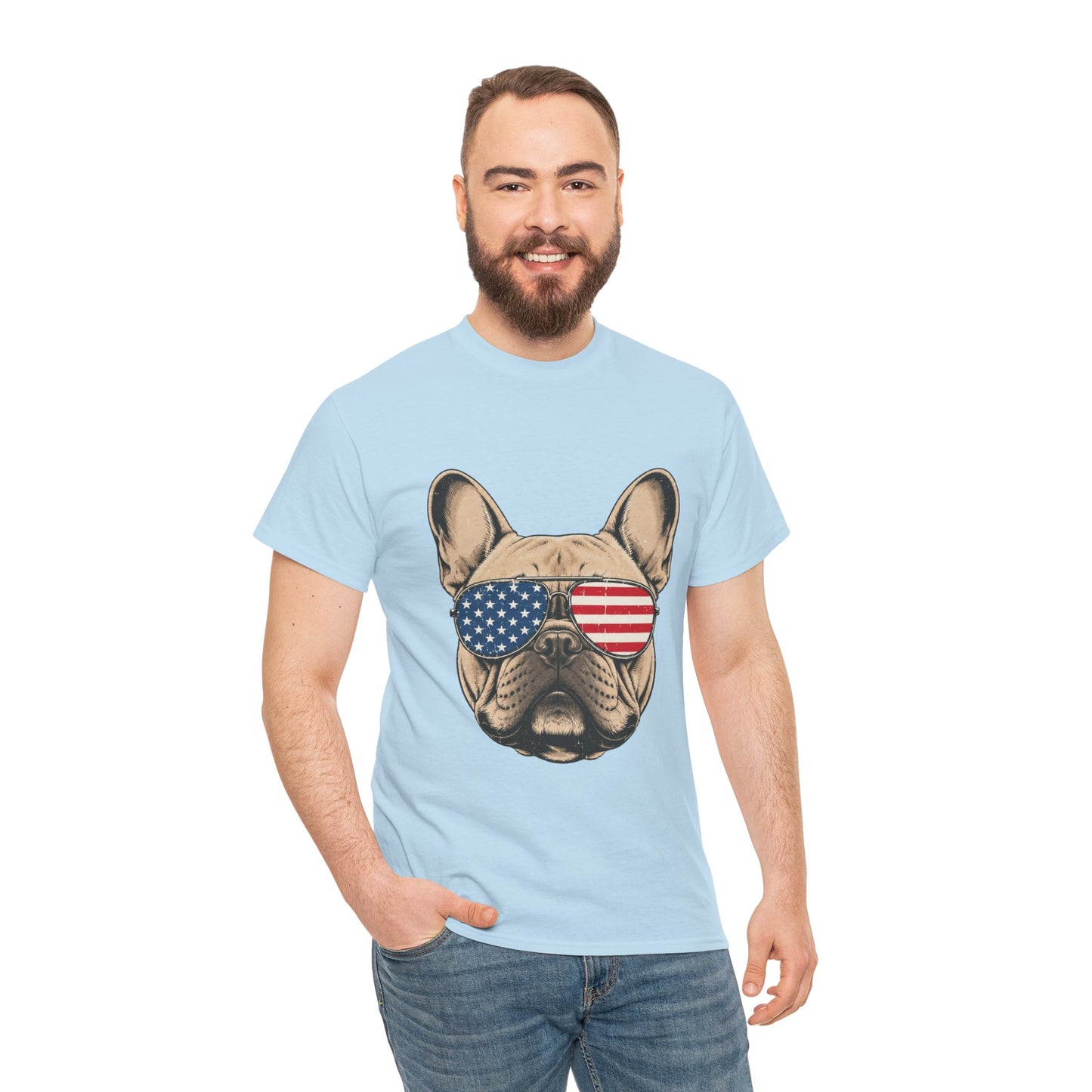 Patriotic French Bulldog Shirt, American Flag Sunglasses Frenchie Tee, Fourth of July Dog Lover Shirt, USA French Bulldog Gift