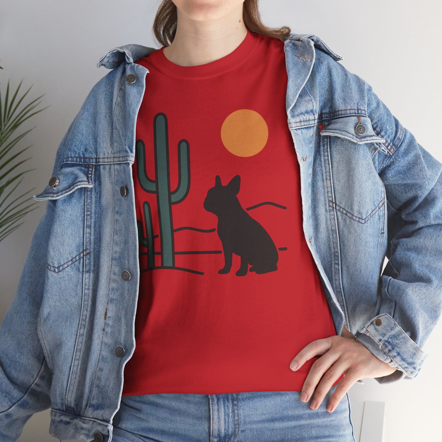 Desert Frenchie T-Shirt | Minimalist Cactus Dog Tee | French Bulldog Desert Sunset Shirt | Pet Lover Gift | Modern Graphic Dog Mom Tee