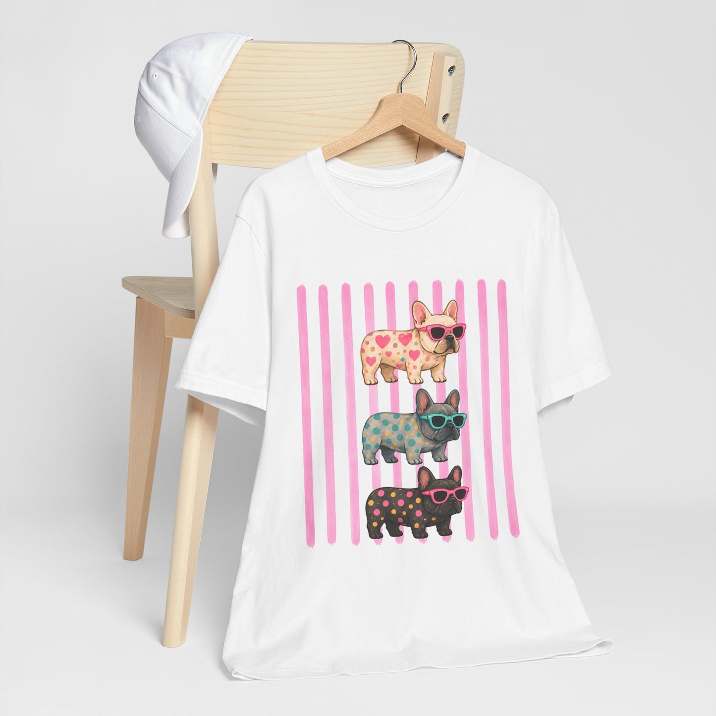 Cute French Bulldog Shirt, Pink Frenchie Sunglasses Tee, Colorful Frenchie Graphic Shirt, Dog Mom Gift, French Bulldog Lover T-Shirt