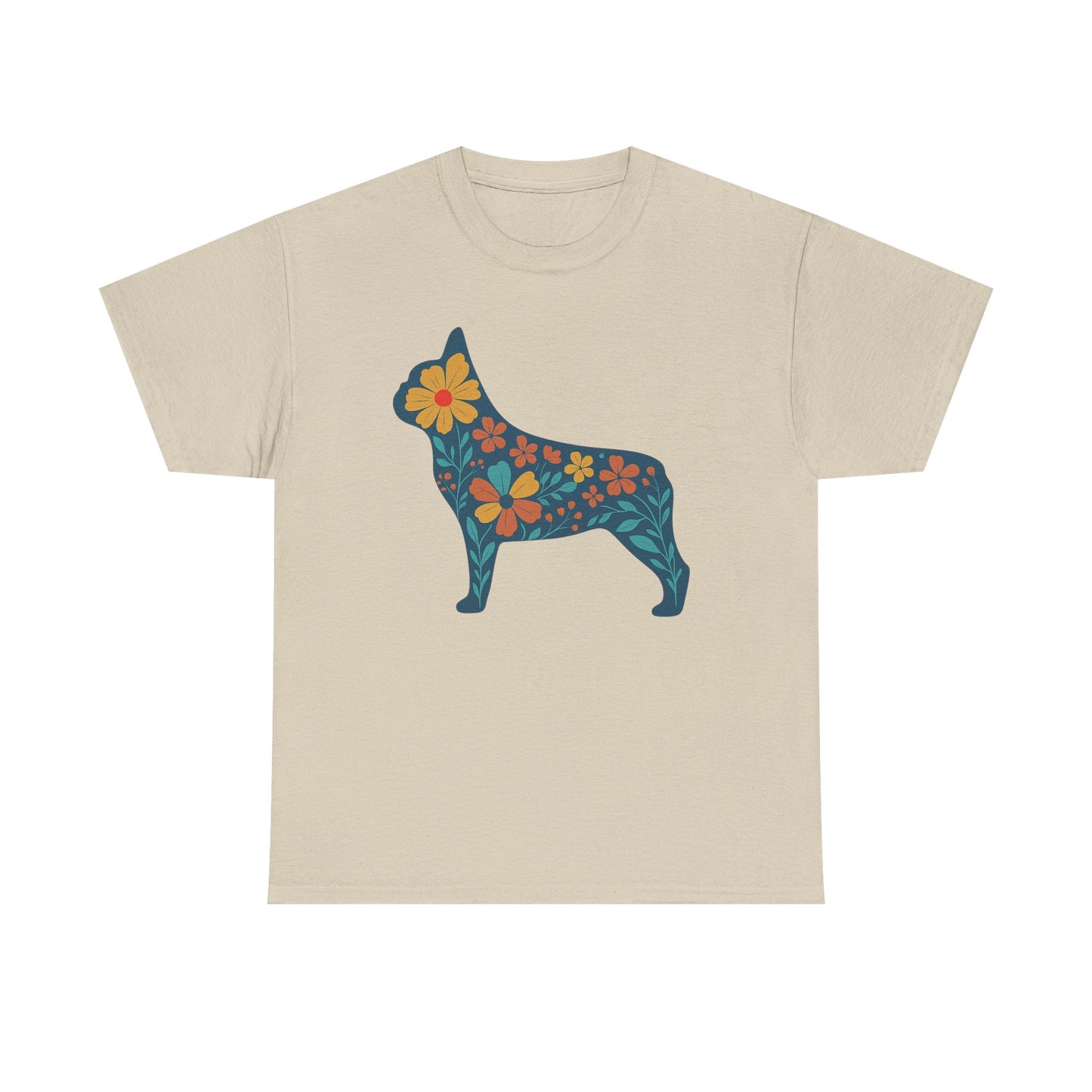 Floral Frenchie T-Shirt | Bright Flower French Bulldog Tee | Cute Dog Lover Shirt | Retro Pet Mom Gift | Boho Botanical Frenchie Graphic Tee