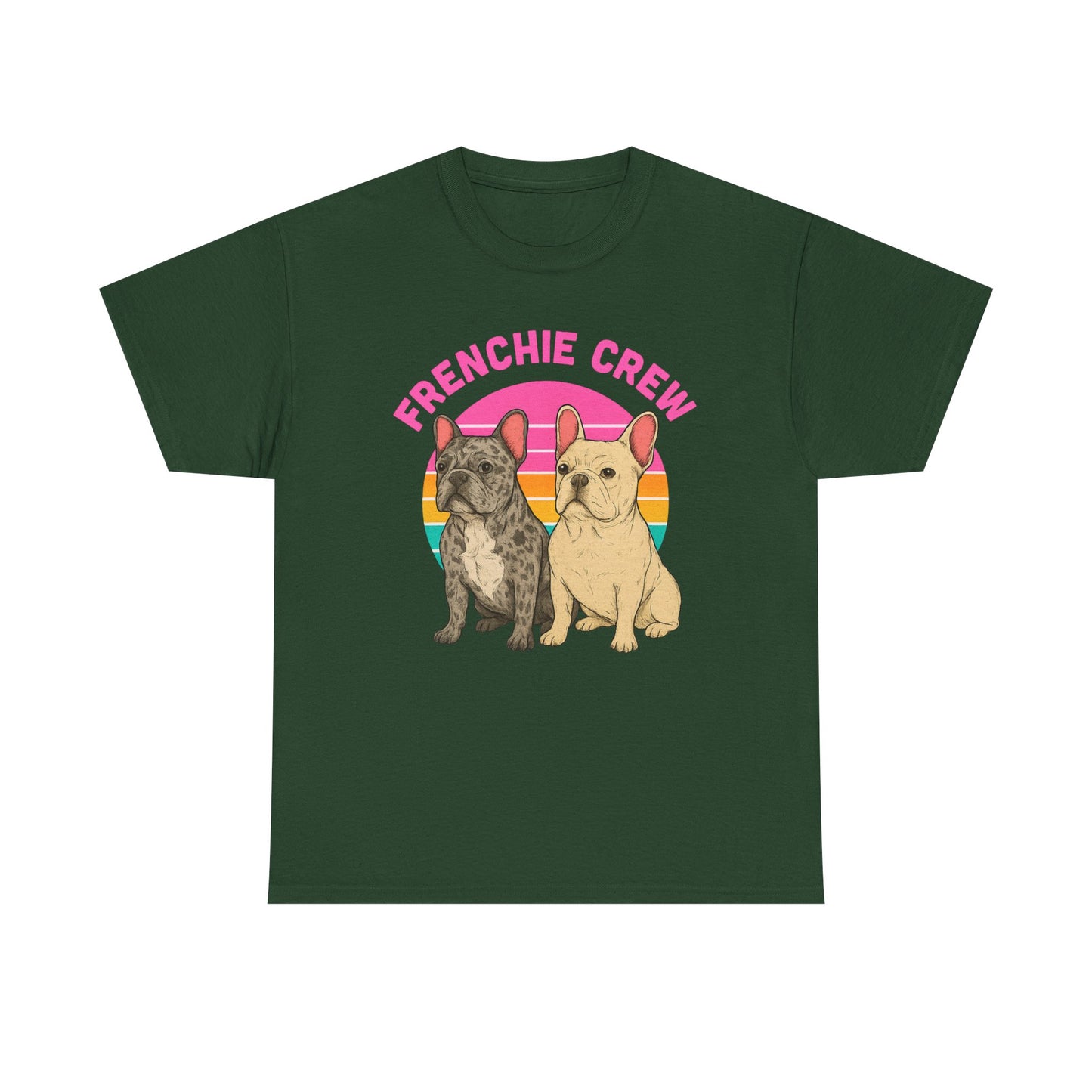 Frenchie Crew T-Shirt | Retro French Bulldog Tee | Merle & Cream Frenchie Dog Lover Shirt | Cute Gift for Frenchie Moms & Dads