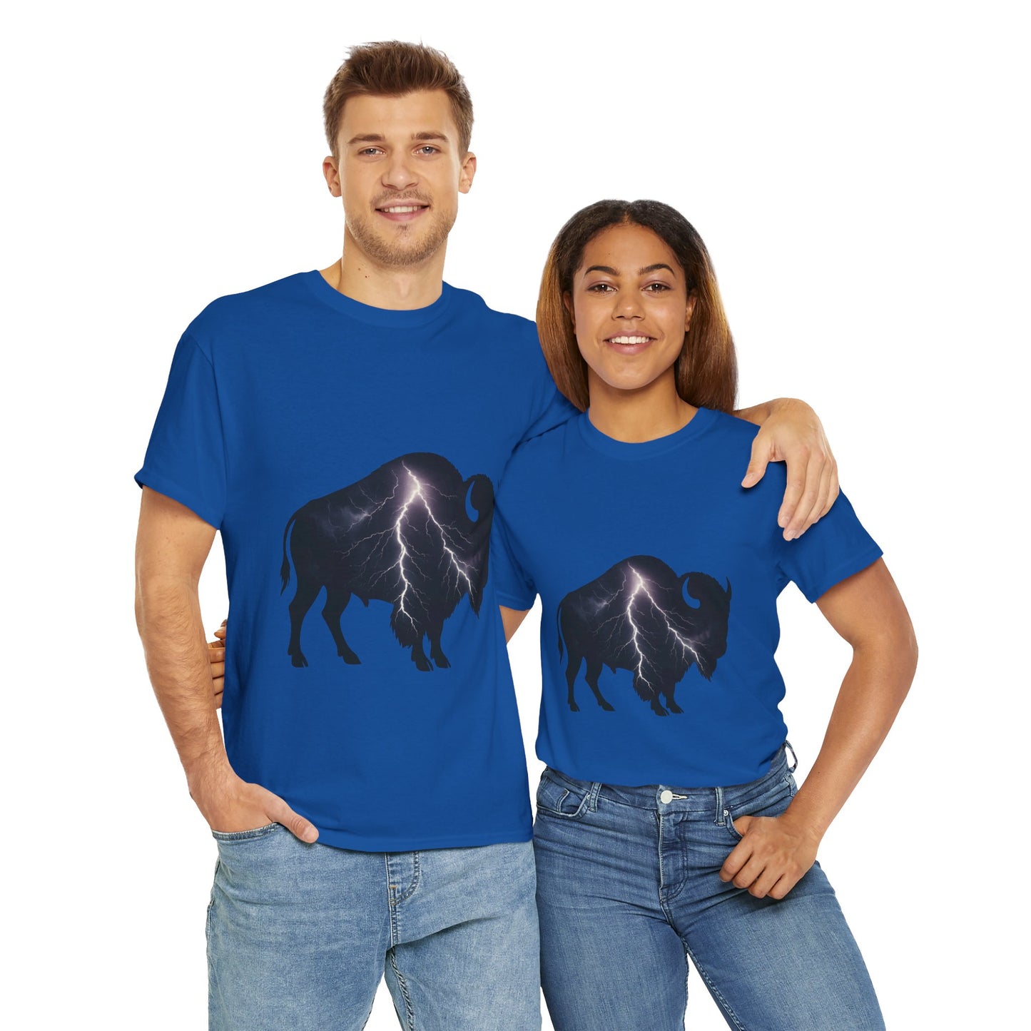 Lightning Bison T-Shirt – Oklahoma City Thunder-Inspired Tee, Electric Bison Graphic Shirt, OKC Basketball Fan Apparel