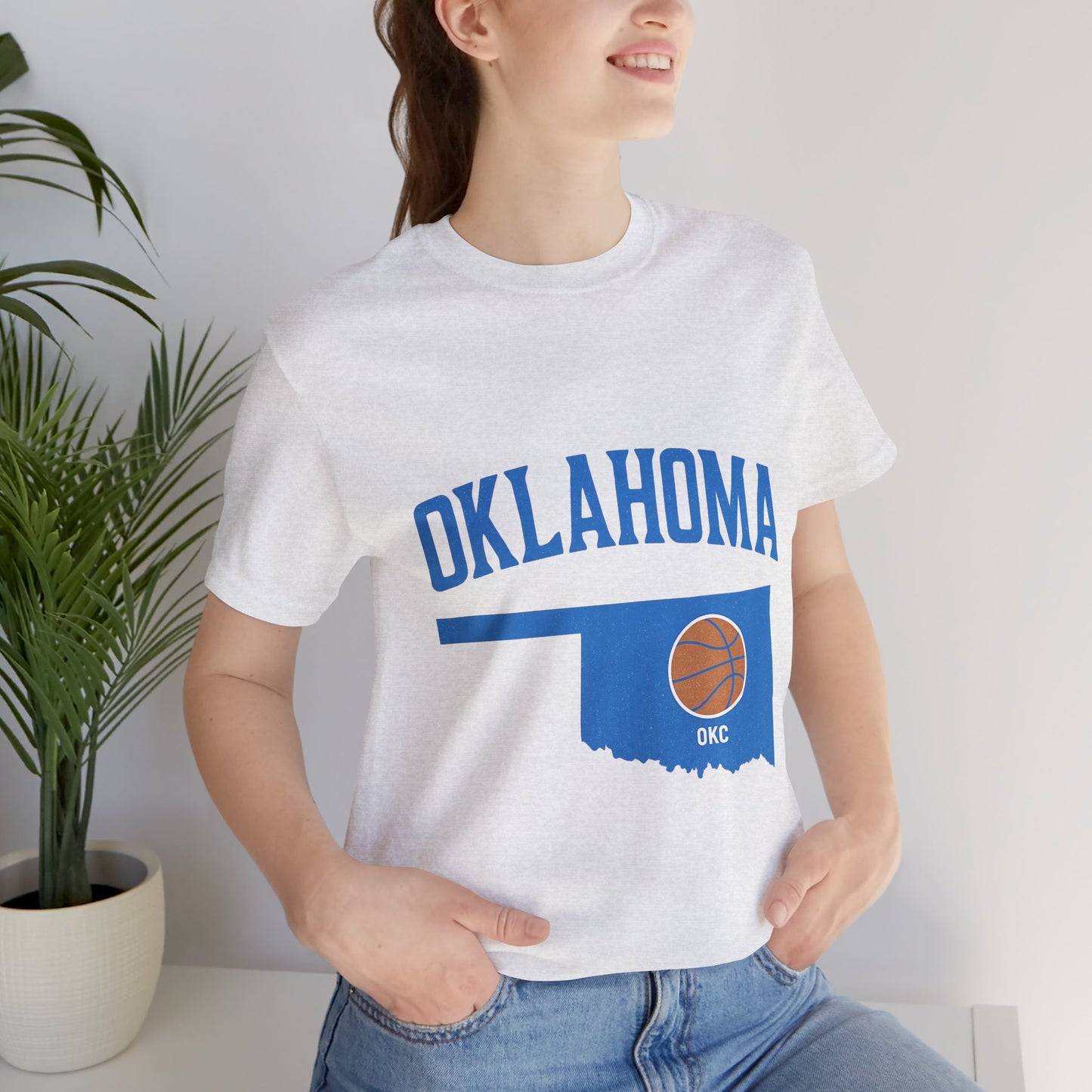 Oklahoma Basketball T-Shirt | OKC State Outline Tee | Blue and Orange Game Day Shirt | Retro Oklahoma Sports Graphic Top