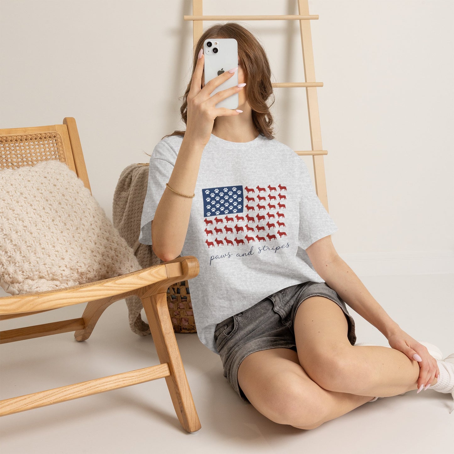 Paws and Stripes Shirt, Patriotic French Bulldog Tee, Frenchie American Flag Shirt, 4th of July Dog Lover Gift, USA Frenchie Tee