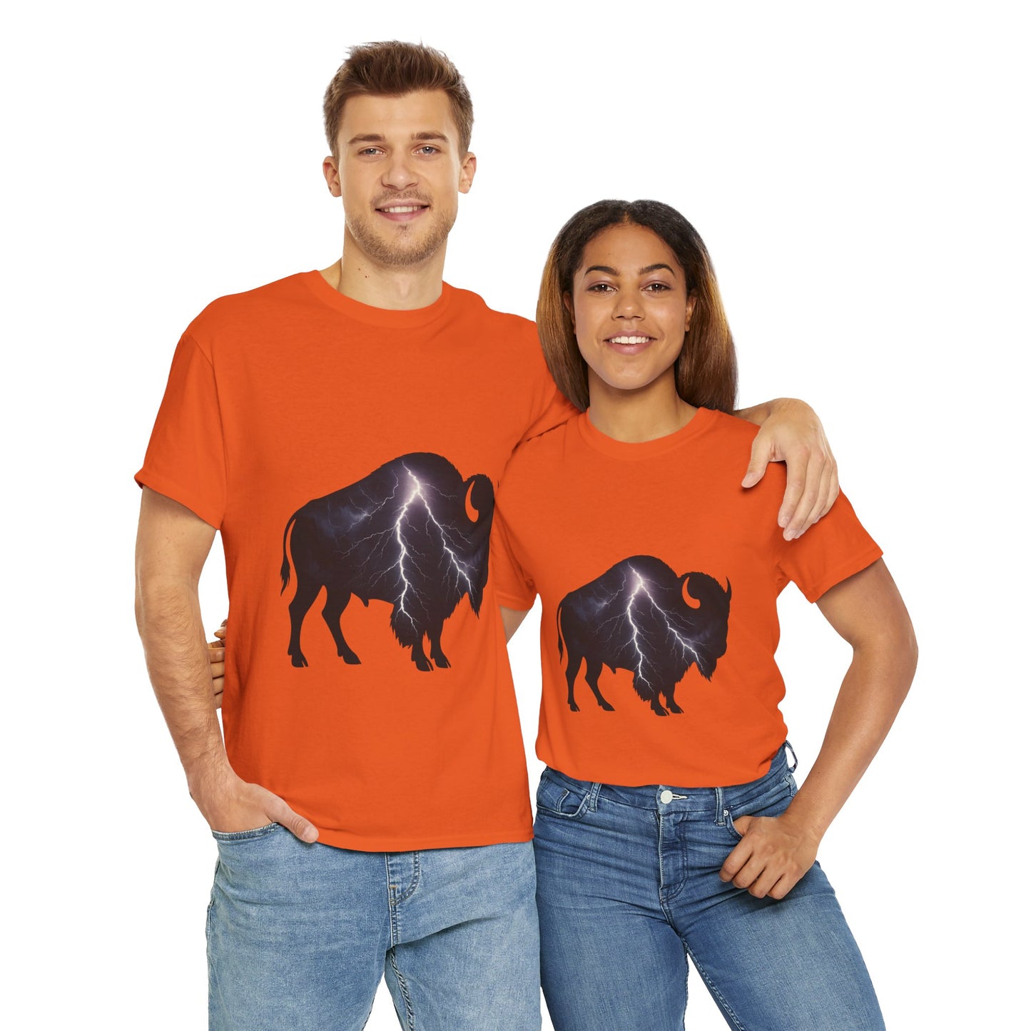 Lightning Bison T-Shirt – Oklahoma City Thunder-Inspired Tee, Electric Bison Graphic Shirt, OKC Basketball Fan Apparel