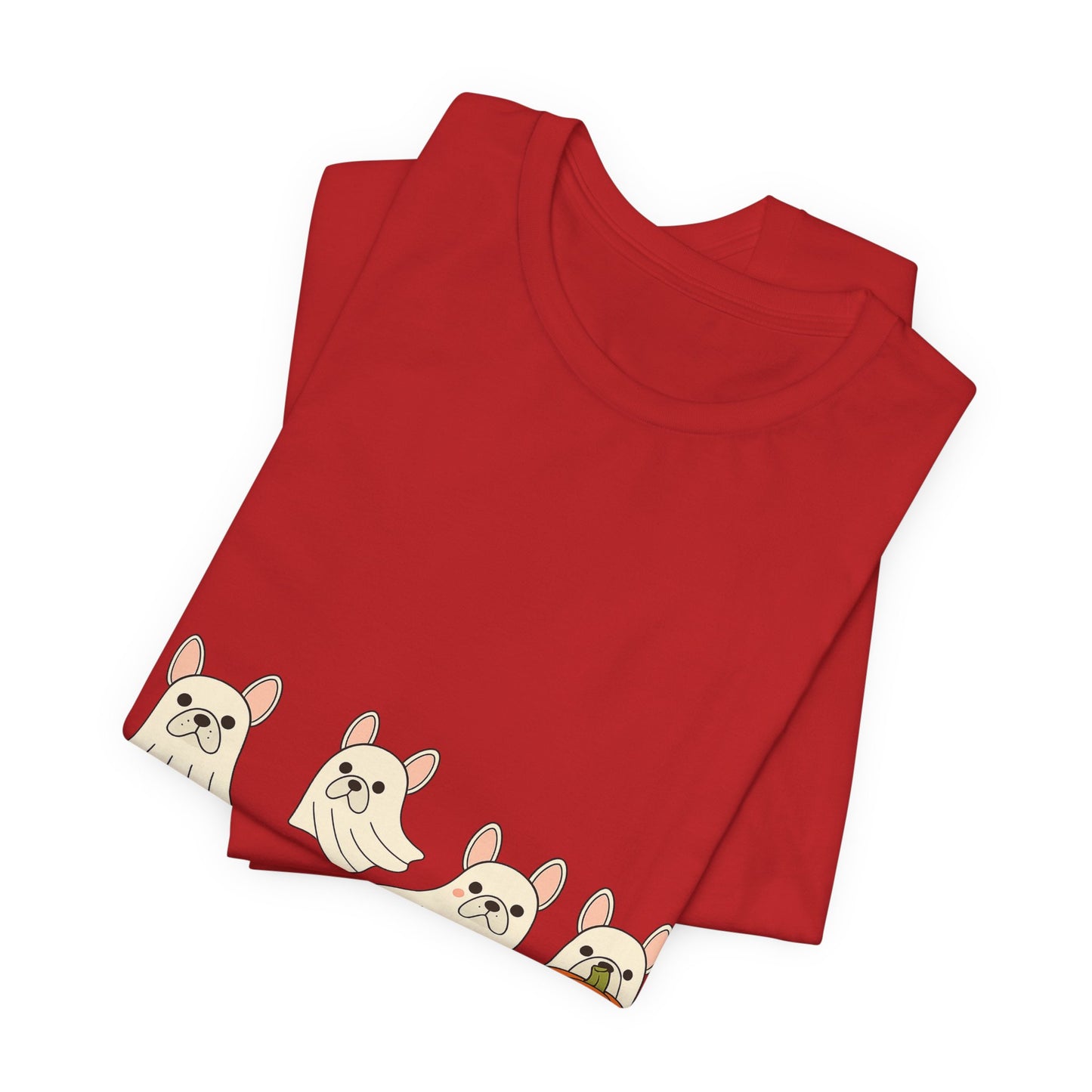 Frenchie Ghost Halloween T-Shirt | Cute French Bulldog Graphic Tee | Funny Dog Lover Spooky Season Shirt | Pumpkin Ghost Frenchie Tee