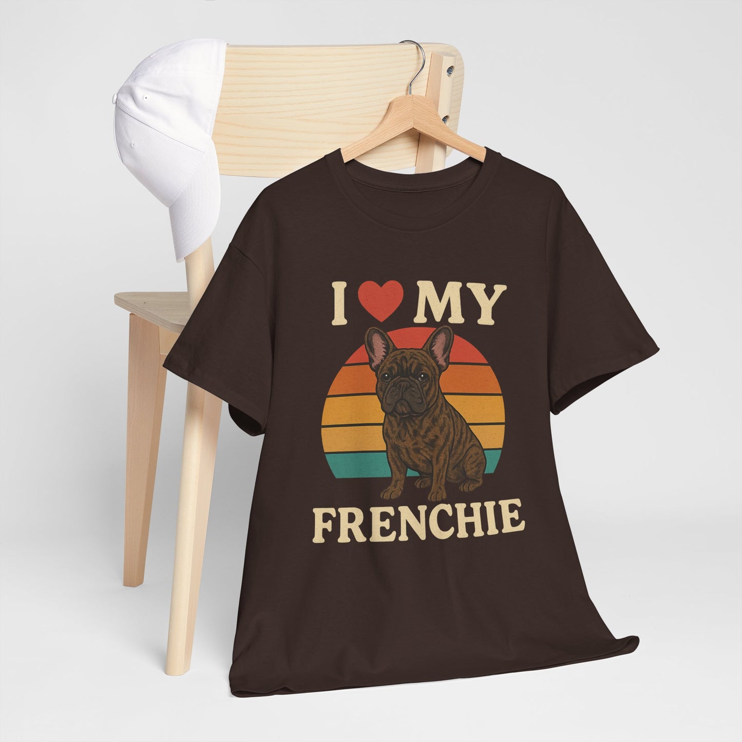 I Love My Frenchie T-Shirt | Retro French Bulldog Tee | Vintage Dog Lover Gift | Frenchie Mom & Dad Shirt | Brindle Bulldog Graphic Top
