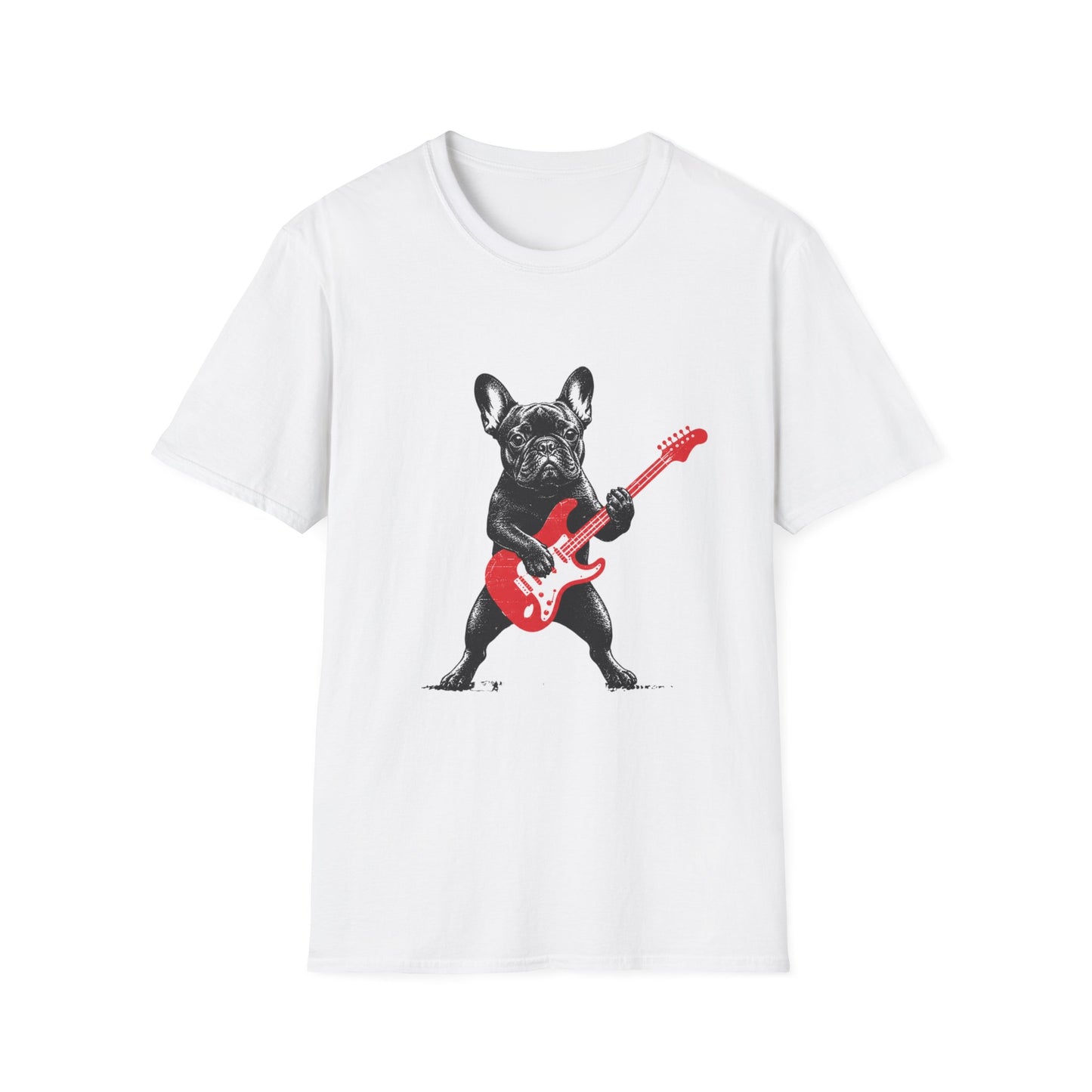 French Bulldog Guitar Shirt, Rocker Frenchie Tee, Frenchie Guitar T-Shirt, Music Lover Dog Shirt, Rock and Roll French Bulldog Gift, Guitar Player Frenchie Tee