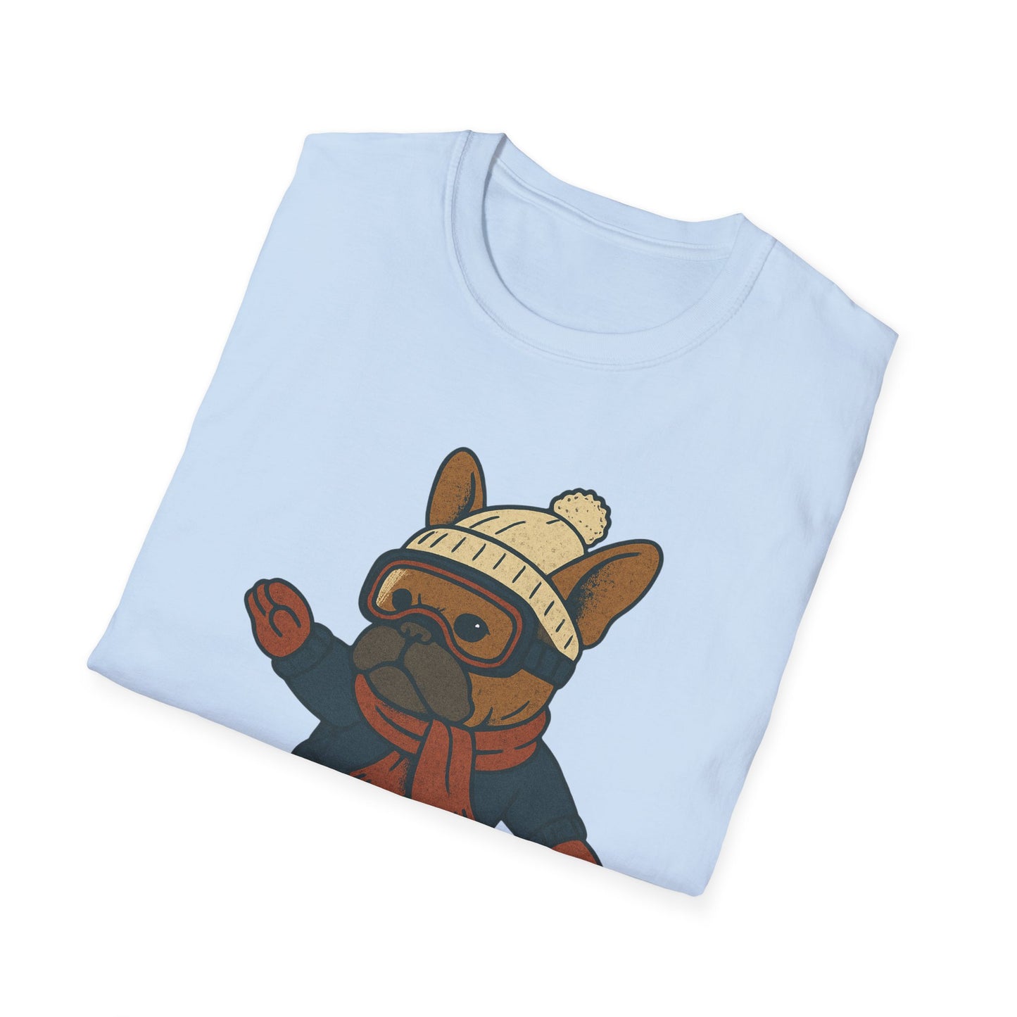 Snowboarding Frenchie T-Shirt | Cute Winter Dog Snowboard Tee | French Bulldog Snowboarder Shirt | Holiday Ski Resort Pup Graphic | Dog Lover Snow Sport Gift