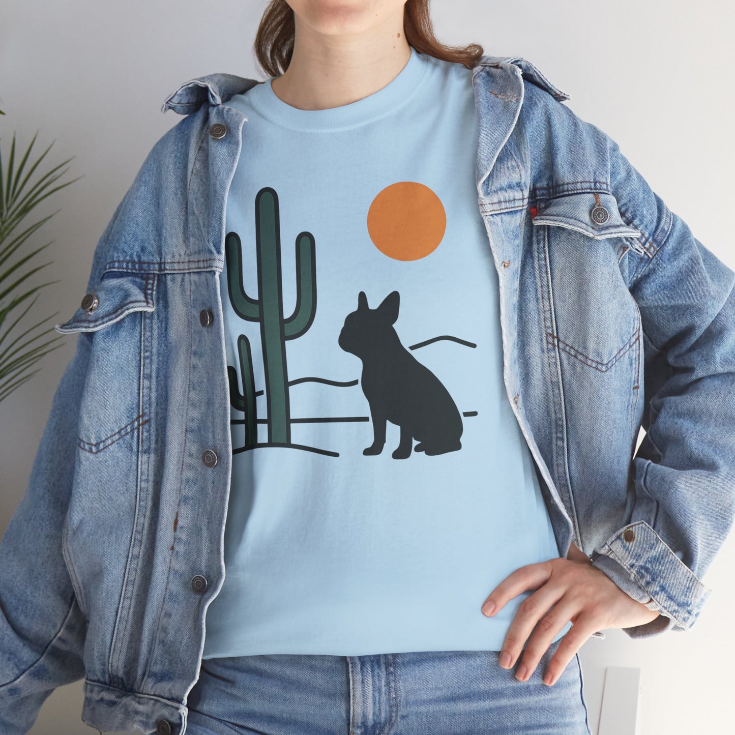 Desert Frenchie T-Shirt | Minimalist Cactus Dog Tee | French Bulldog Desert Sunset Shirt | Pet Lover Gift | Modern Graphic Dog Mom Tee