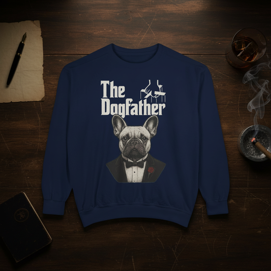 The Dogfather Sweatshirt | Funny French Bulldog Pullover | Dog Dad Crewneck | Mafia Style Frenchie Lover Sweater