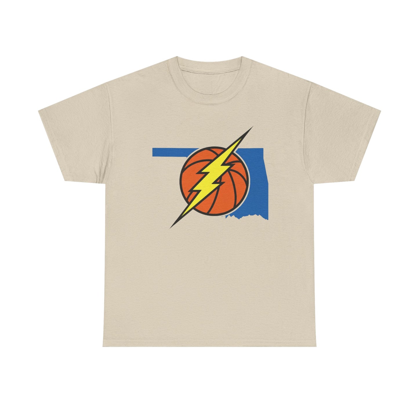 Oklahoma Lightning Basketball T-Shirt | OKC Basketball Inspired Shirt | Blue & Orange Game Day Tee | Oklahoma State Outline Graphic