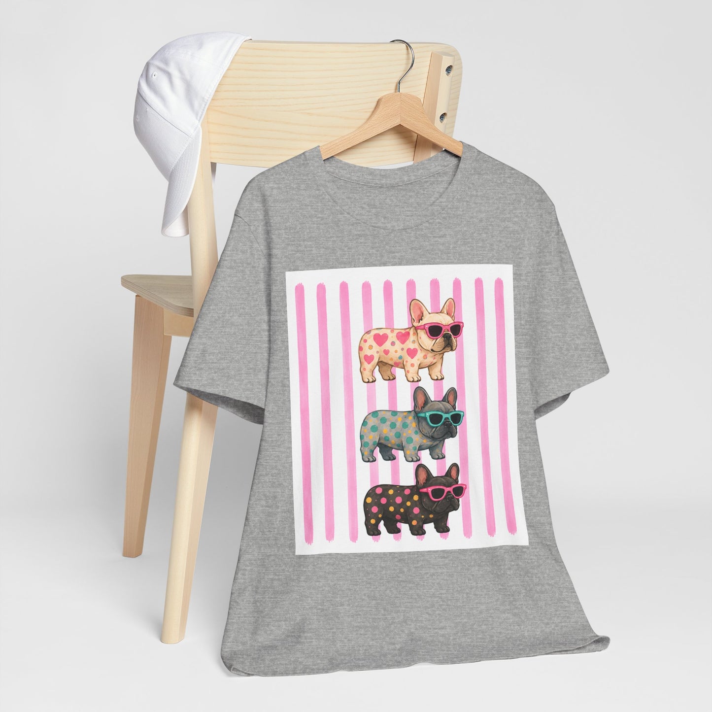 Cute French Bulldog Shirt, Pink Frenchie Sunglasses Tee, Colorful Frenchie Graphic Shirt, Dog Mom Gift, French Bulldog Lover T-Shirt