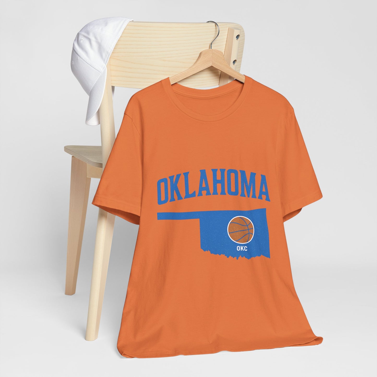 Oklahoma Basketball T-Shirt | OKC State Outline Tee | Blue and Orange Game Day Shirt | Retro Oklahoma Sports Graphic Top