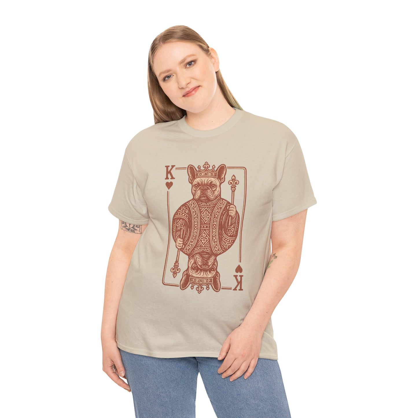 King French Bulldog Shirt, Frenchie Playing Card Tee, Royal Frenchie T-Shirt, Vintage French Bulldog Graphic Shirt, Dog Lover Gift, King of Hearts Frenchie Tee