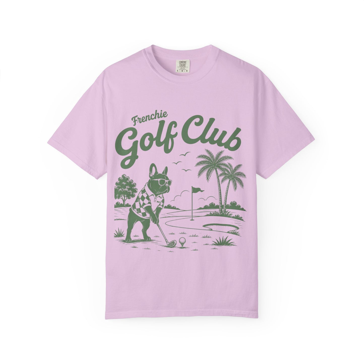 Golf Club T-Shirt — 'Frenchie Golf Club' Graphic Tee for Dog & Golf Lovers