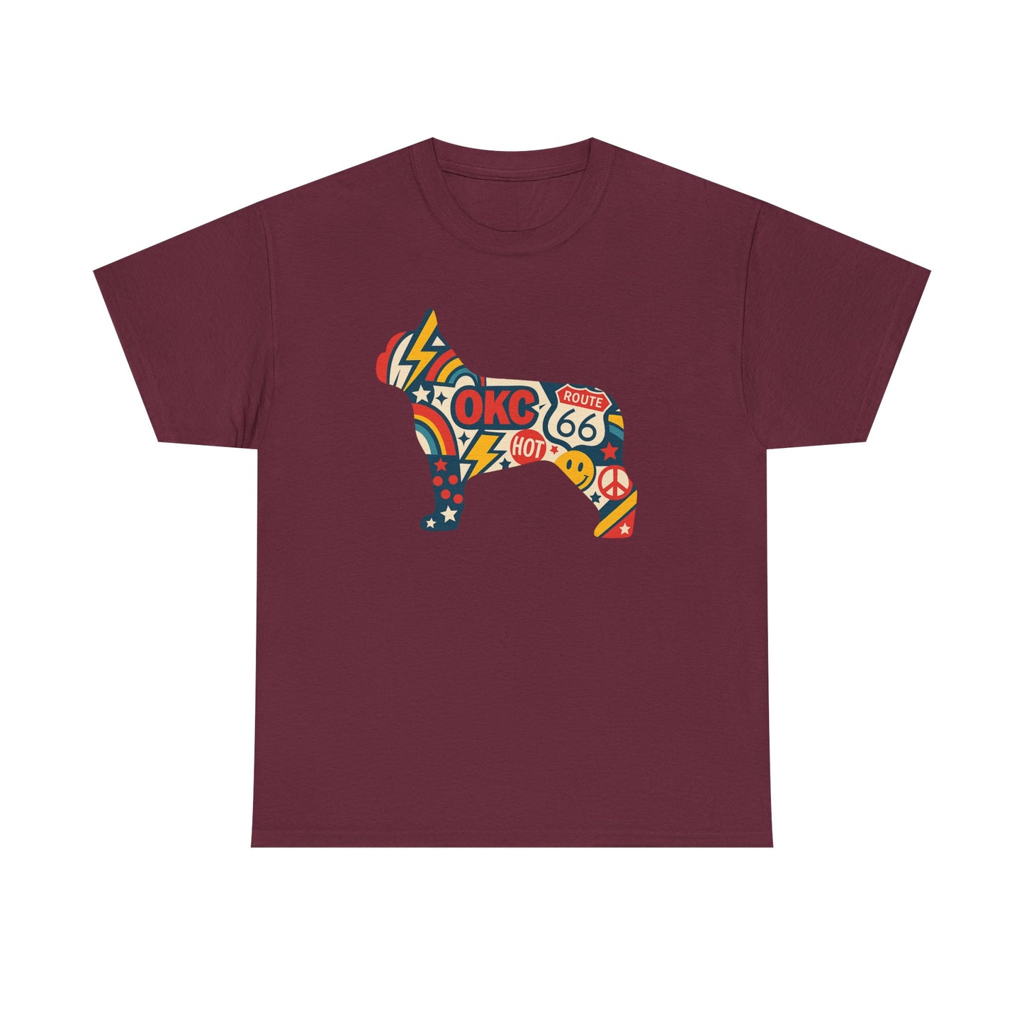 Oklahoma Route 66 French Bulldog T-Shirt | Retro OKC Frenchie Tee | Vintage Route 66 Dog Lover Shirt | Oklahoma Pride Gift for Frenchie Fans