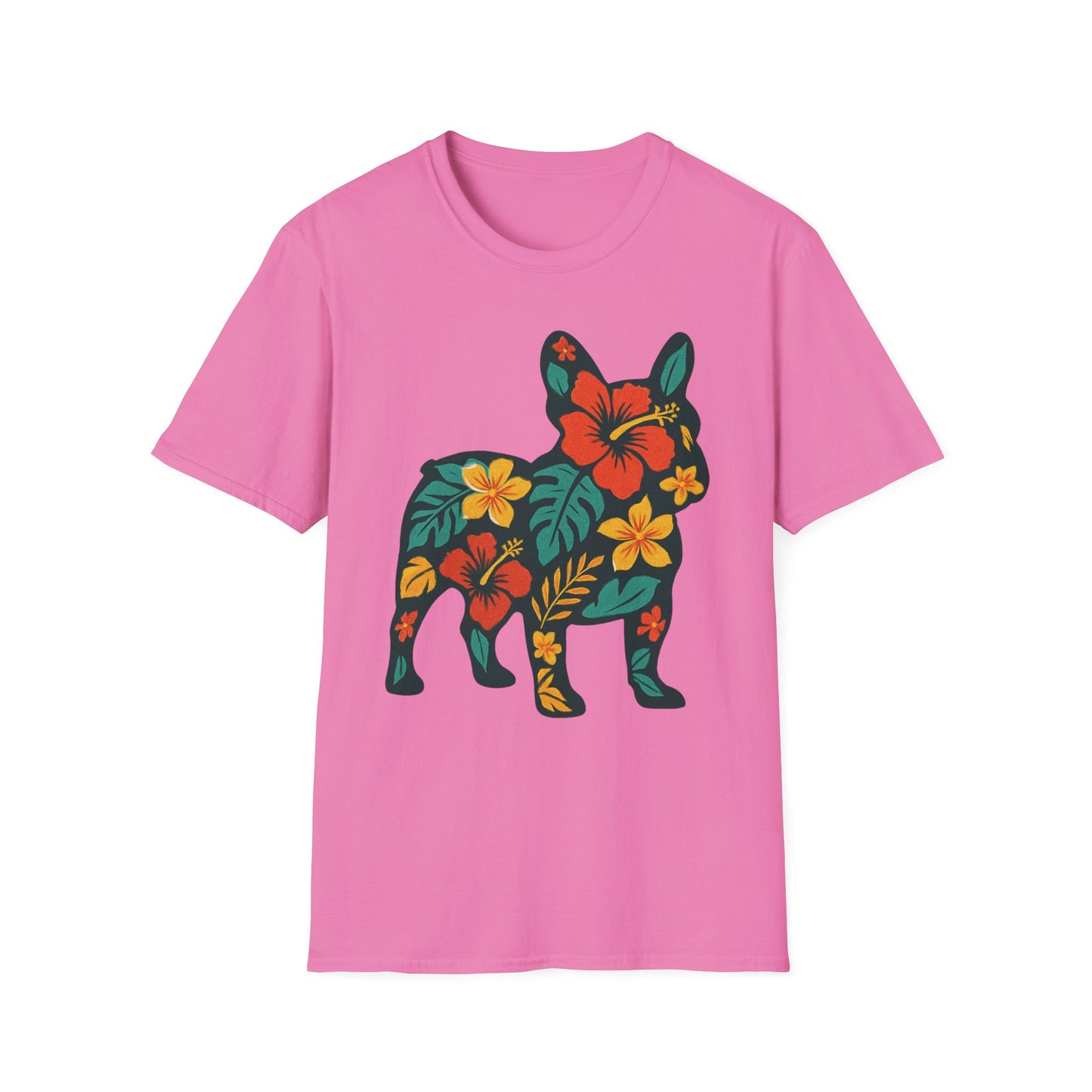 Hawaiian Frenchie Shirt | Floral French Bulldog T-Shirt | Tropical Dog Lover Tee | Cute Summer Frenchie Gift | Hibiscus Dog Silhouette