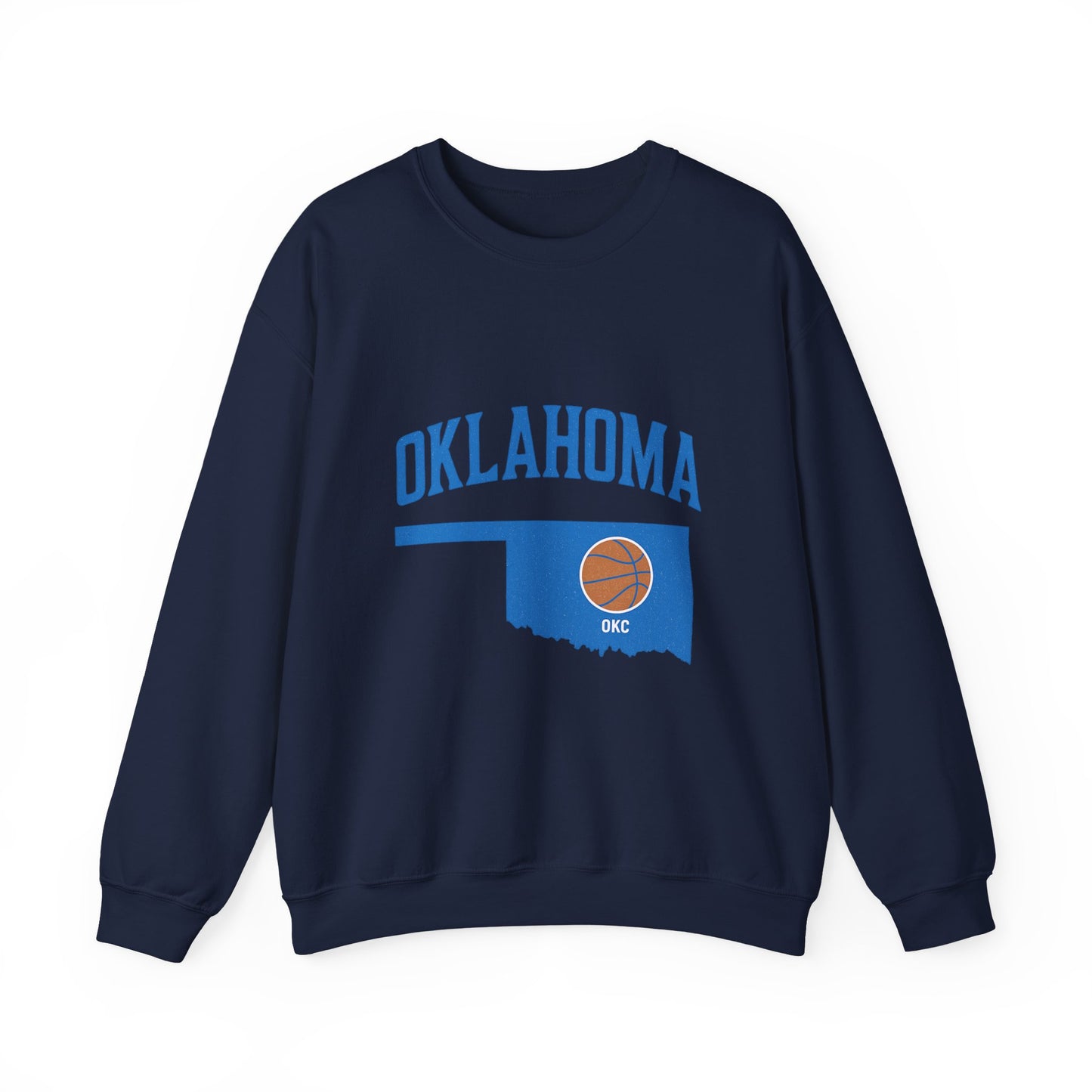 Oklahoma Basketball Sweatshirt | OKC State Outline Pullover | Blue and Orange Game Day Crewneck | Retro Oklahoma Sports Sweater
