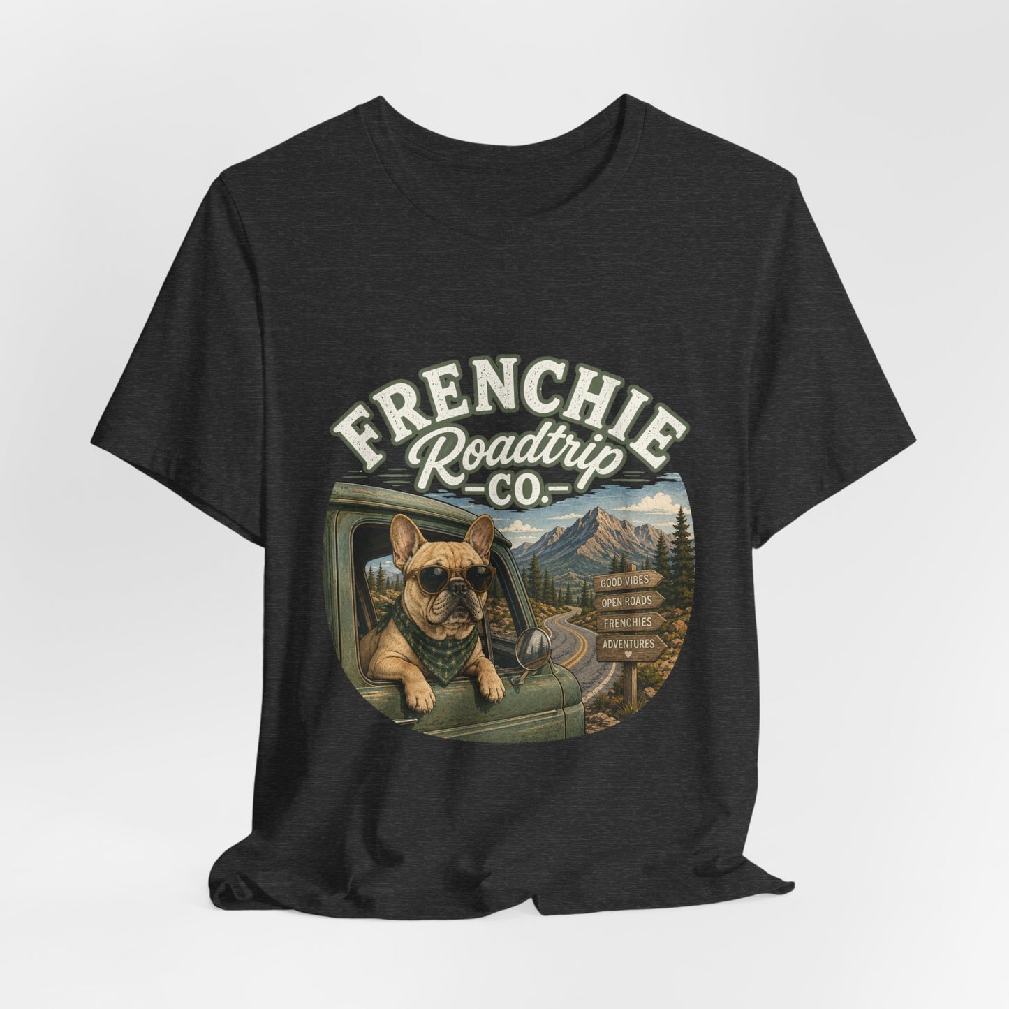 Frenchie Roadtrip Co Shirt, French Bulldog Road Trip Tee, Adventure Frenchie Shirt, Camping Dog Shirt, Travel Lover Gift, Vintage French Bulldog Tee, Outdoor Dog Apparel