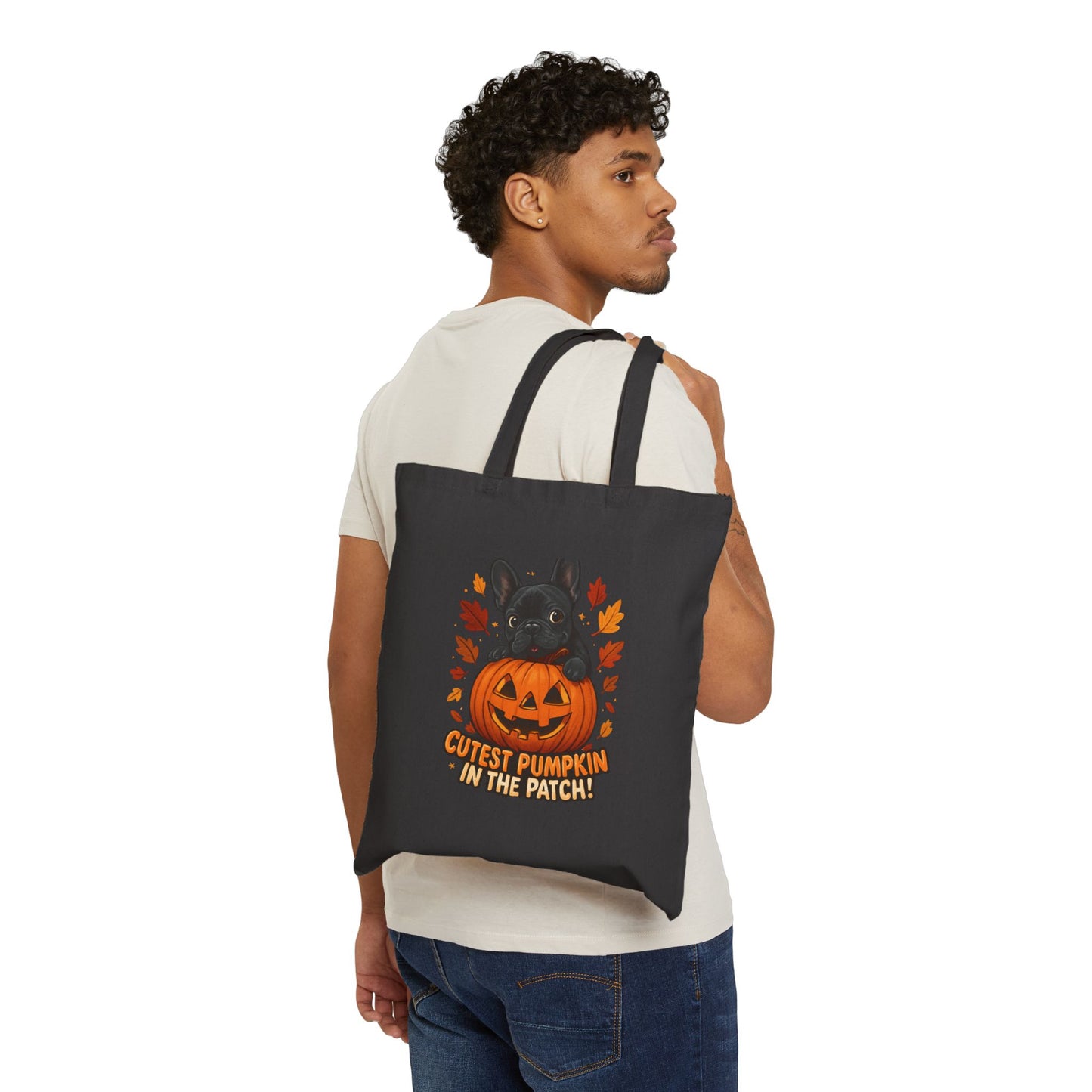Cutest Pumpkin in the Patch Tote Bag | Frenchie Fall Bag | Halloween Dog Lover Gift | Cute Pumpkin Patch French Bulldog Canvas Tote