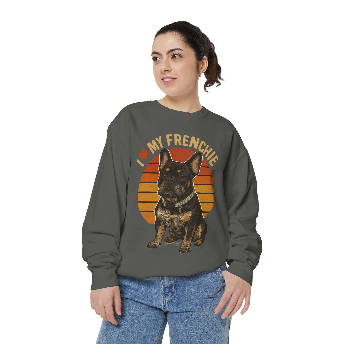 I Love My Frenchie Sweatshirt | Retro French Bulldog Pullover | Vintage Dog Lover Crewneck | Frenchie Mom & Dad Gift