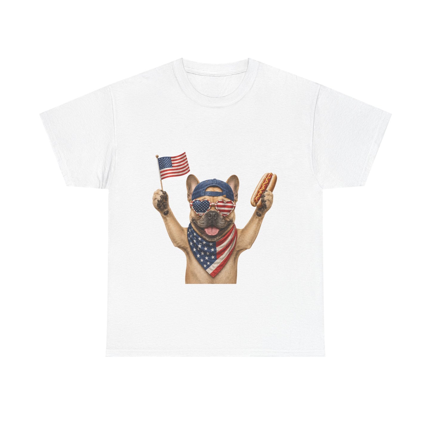 Patriotic French Bulldog Shirt, Funny Frenchie 4th of July Tee, American Flag Dog Shirt, Hot Dog French Bulldog Gift, USA Dog Lover Shirt