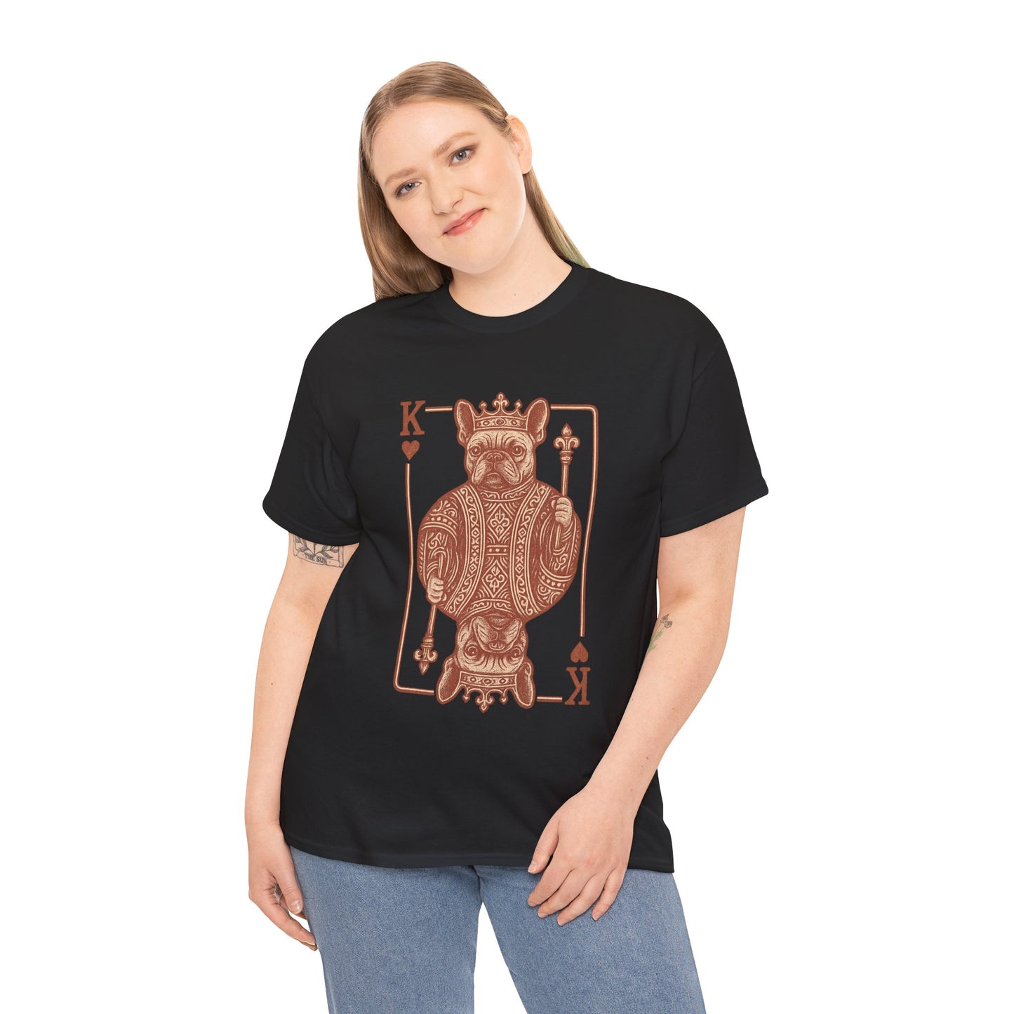 King French Bulldog Shirt, Frenchie Playing Card Tee, Royal Frenchie T-Shirt, Vintage French Bulldog Graphic Shirt, Dog Lover Gift, King of Hearts Frenchie Tee