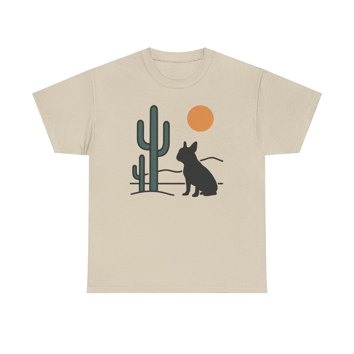 Desert Frenchie T-Shirt | Minimalist Cactus Dog Tee | French Bulldog Desert Sunset Shirt | Pet Lover Gift | Modern Graphic Dog Mom Tee