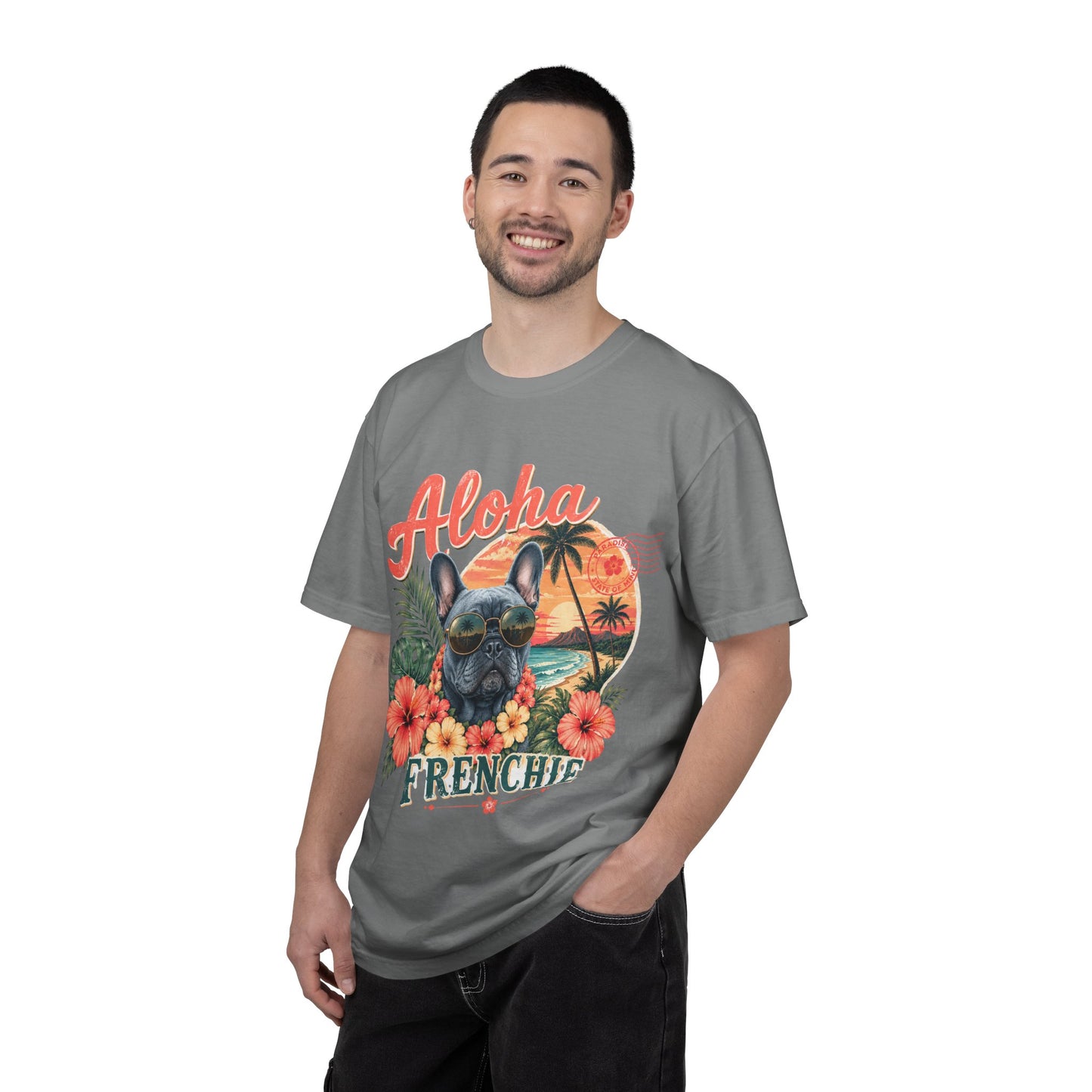 Aloha Frenchie T-Shirt — Hawaiian Sunset French Bulldog Tee