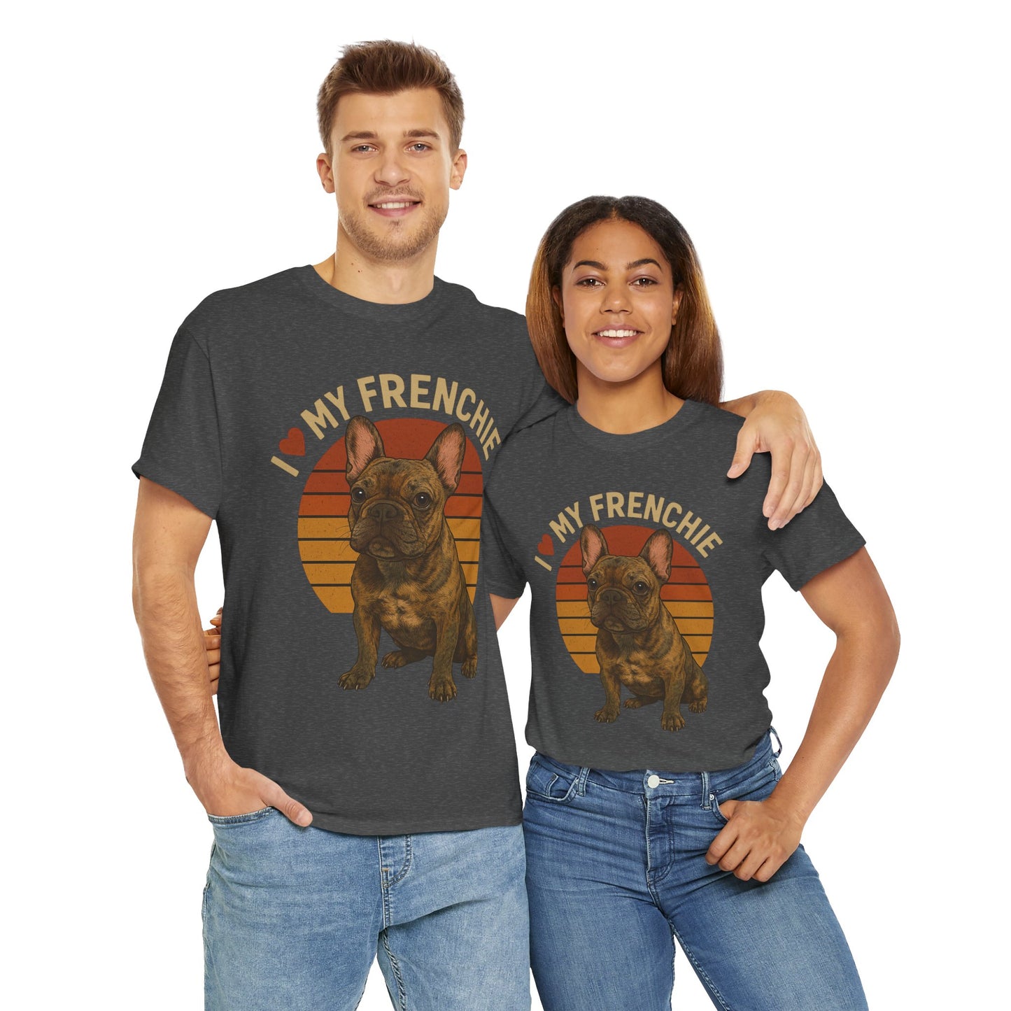 I Love My Frenchie T-Shirt | Brindle French Bulldog Retro Tee | Vintage Dog Lover Shirt | Frenchie Mom & Dad Gift