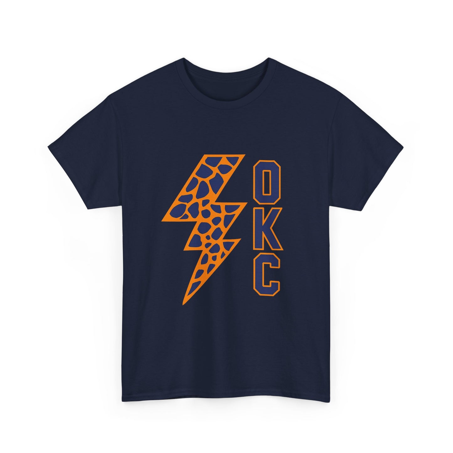 OKC Leopard Lightning Bolt T-Shirt | Oklahoma City Basketball | Blue & Orange Game Day Tee