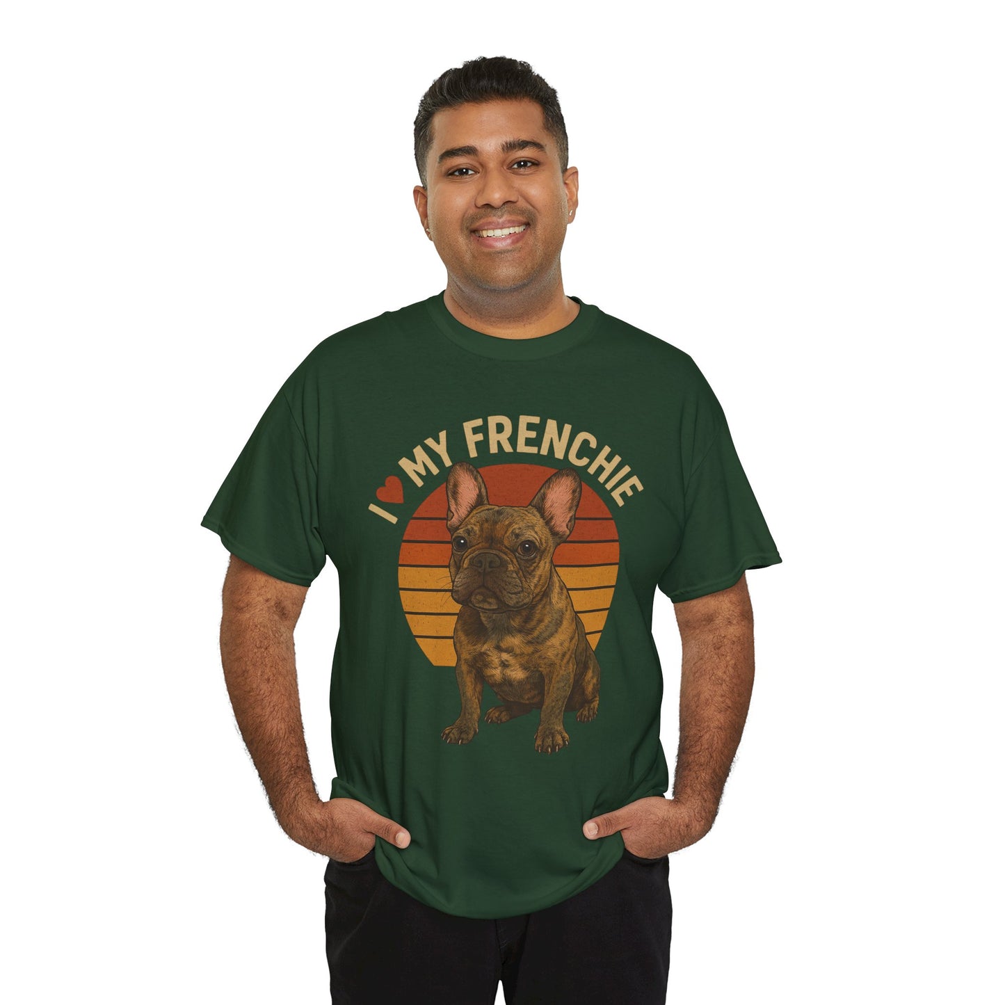 I Love My Frenchie T-Shirt | Brindle French Bulldog Retro Tee | Vintage Dog Lover Shirt | Frenchie Mom & Dad Gift