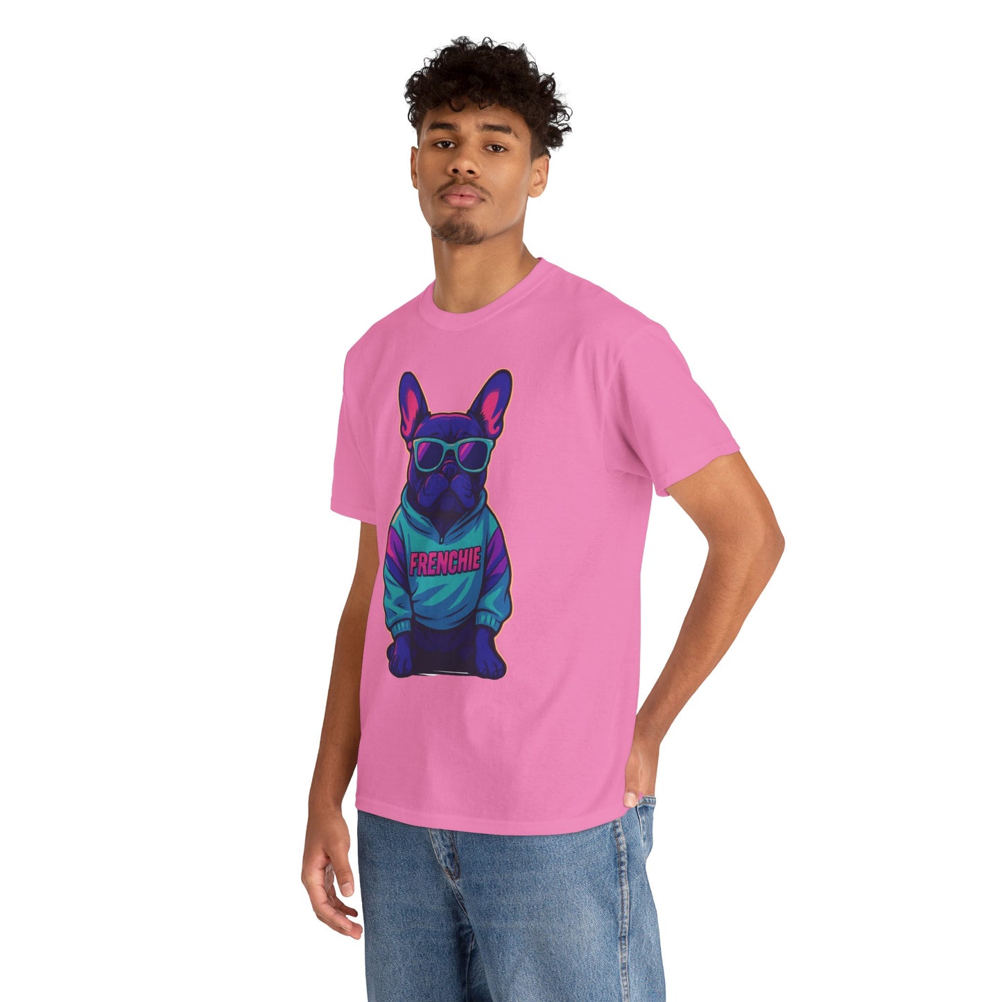 Vaporwave Frenchie T-Shirt | Retro Neon Dog Graphic | 80s Style French Bulldog Tee | Colorful Streetwear Gift for Dog Lovers | Cool Pet Apparel